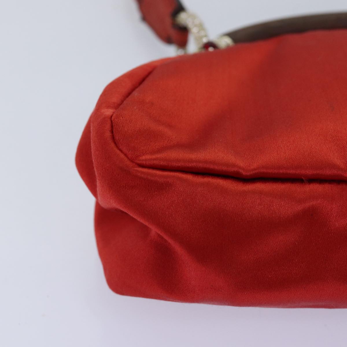 VALENTINO Shoulder Bag Satin Red Auth 76379