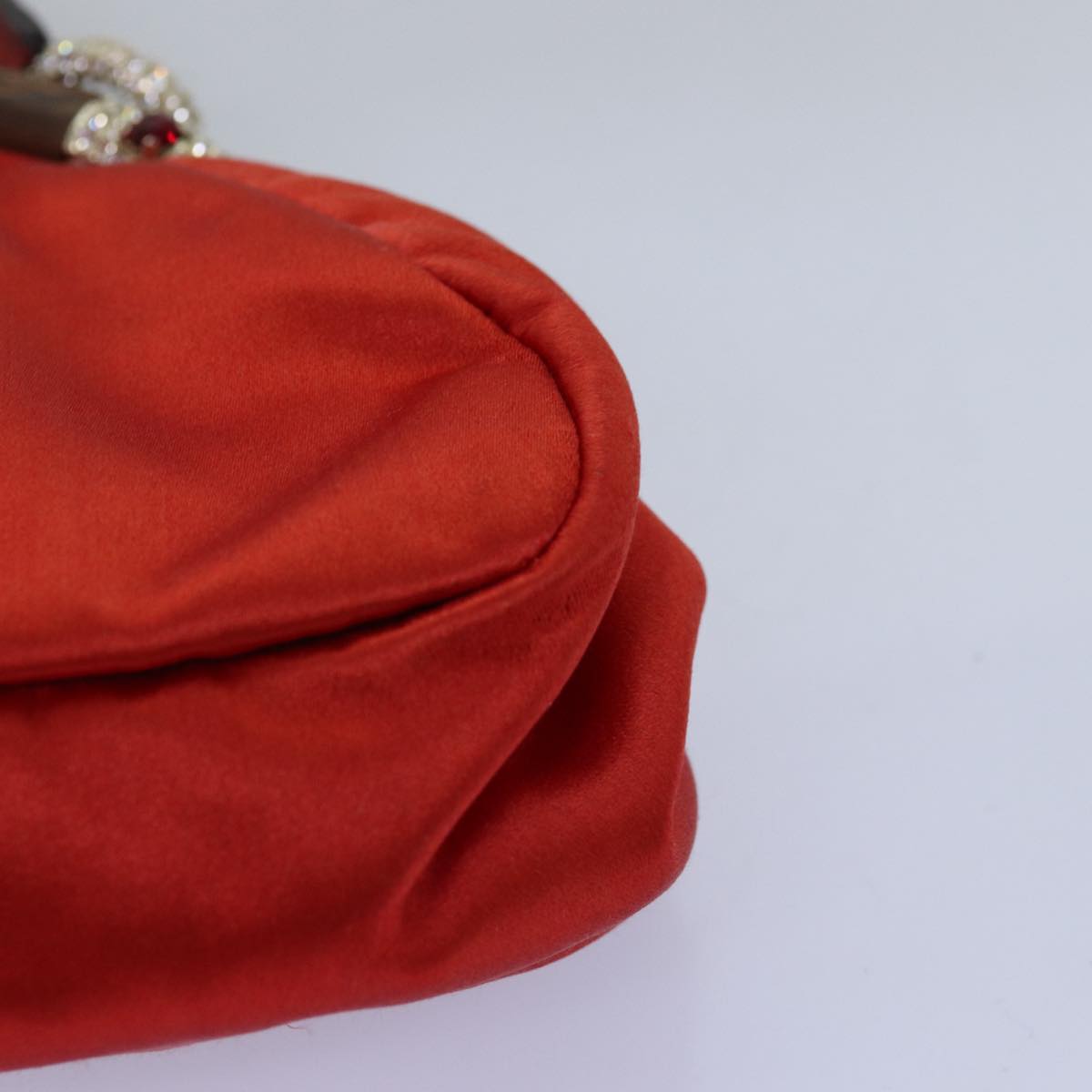 VALENTINO Shoulder Bag Satin Red Auth 76379