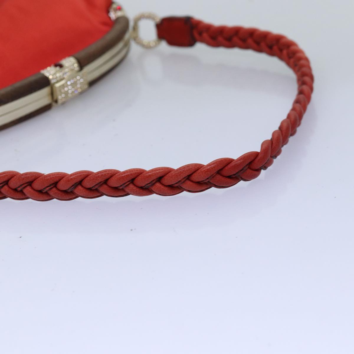 VALENTINO Shoulder Bag Satin Red Auth 76379