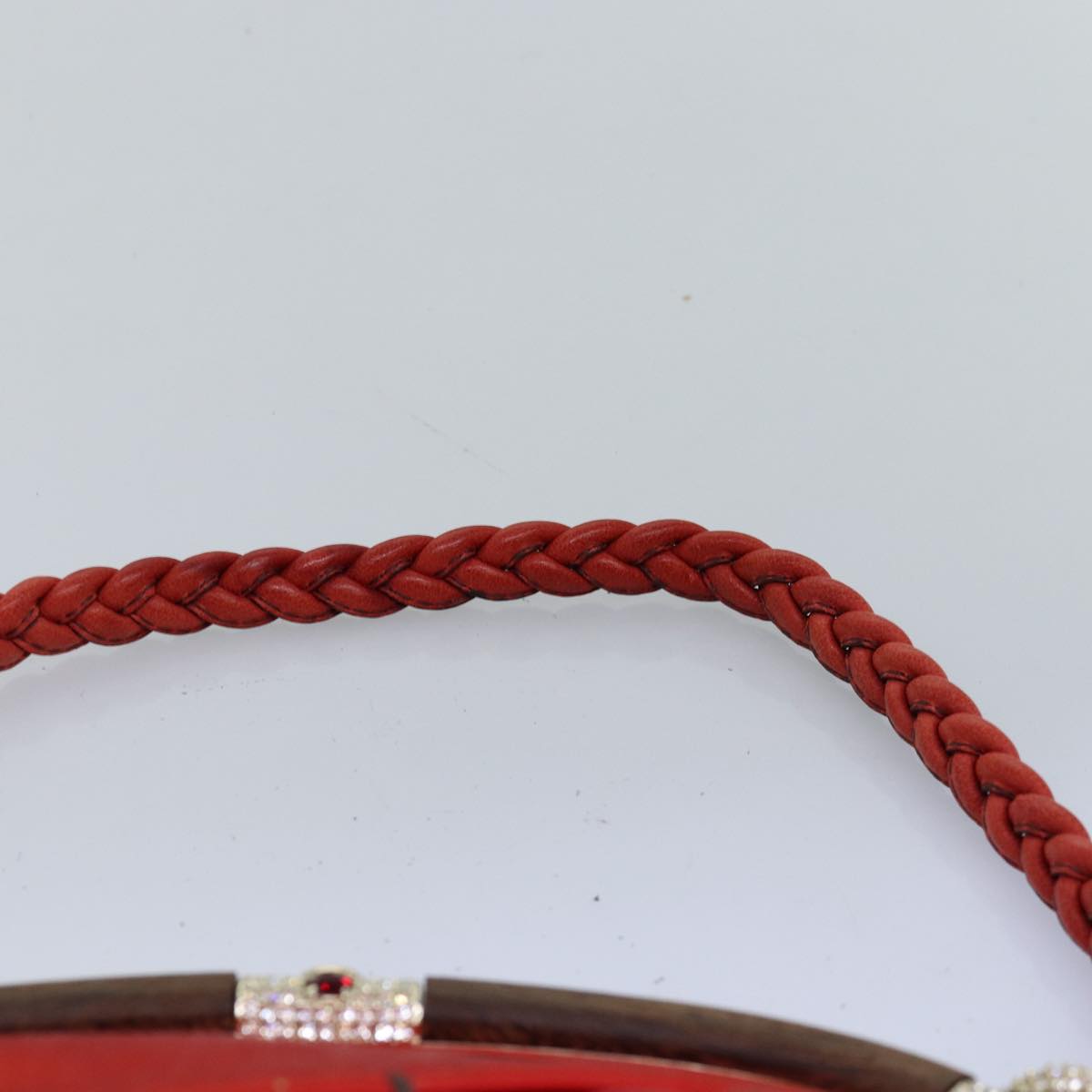 VALENTINO Shoulder Bag Satin Red Auth 76379