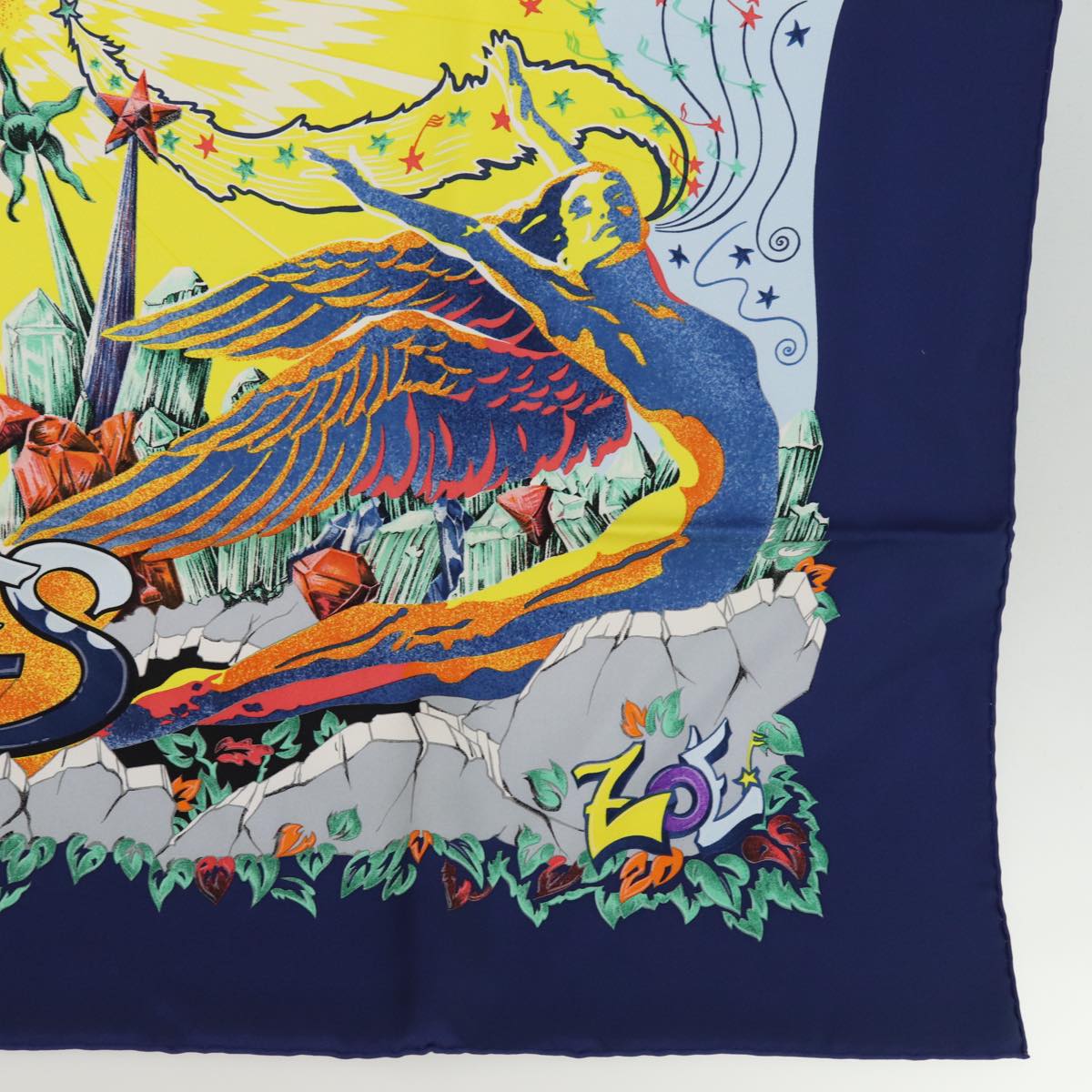 HERMES Carre 90 Scarf ""THE ALFEE AUBE LIBRE COMME L' ANGE"" Silk Auth 76384