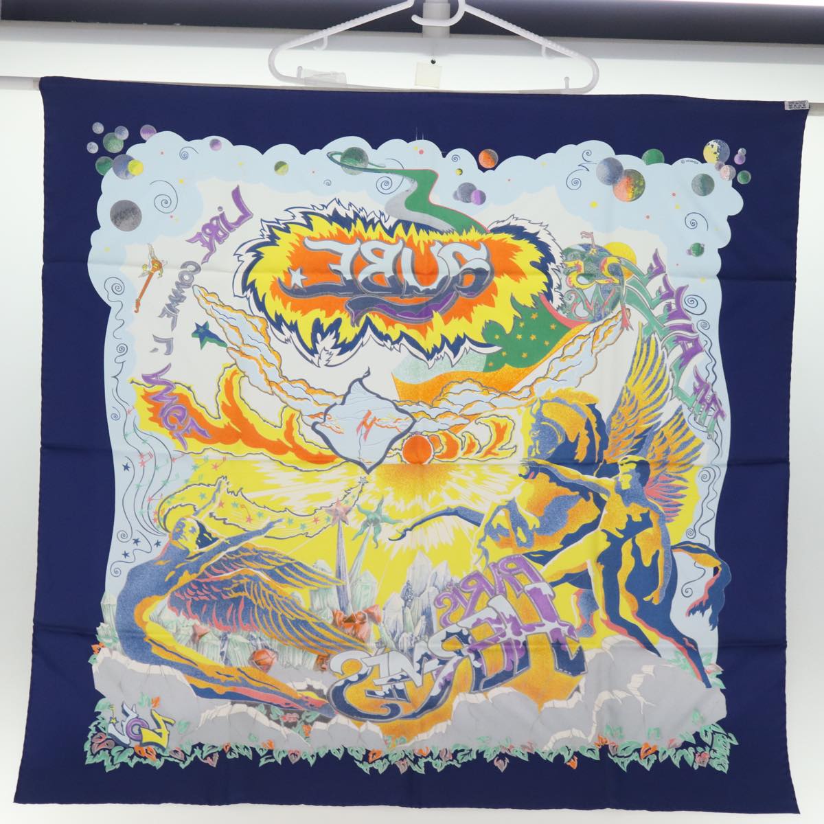 HERMES Carre 90 Scarf ""THE ALFEE AUBE LIBRE COMME L' ANGE"" Silk Auth 76384