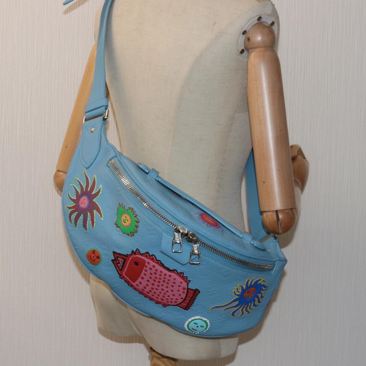LOUIS VUITTON Taurillon Monogram Maxi Bum Bag bag Light Blue M21715 Auth 76433SM