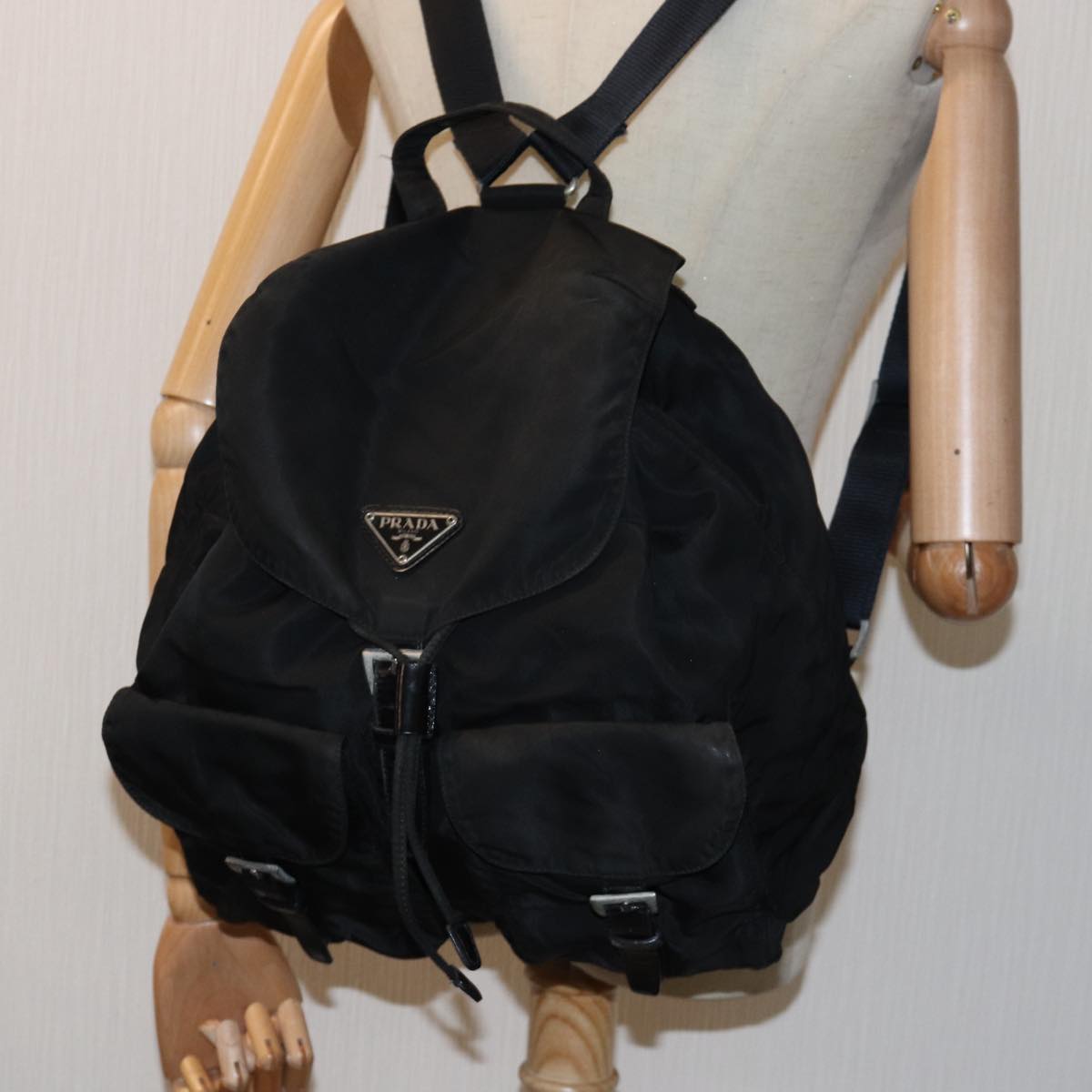 PRADA Backpack Nylon Black Auth 76575