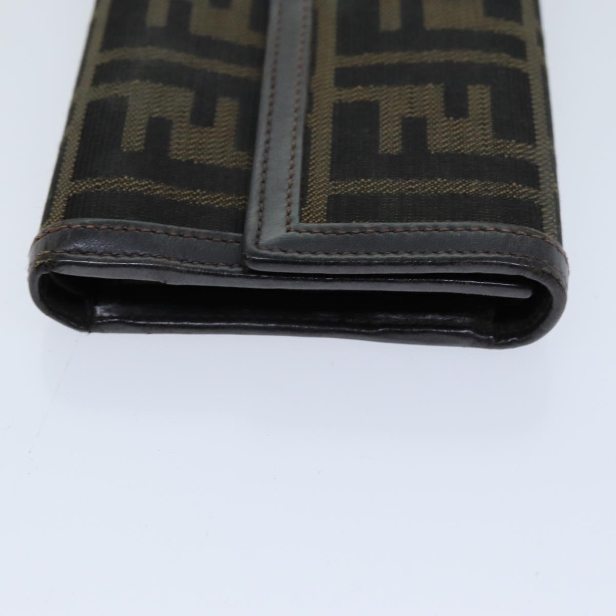 FENDI Zucca Canvas Wallet Black Brown Auth 76700