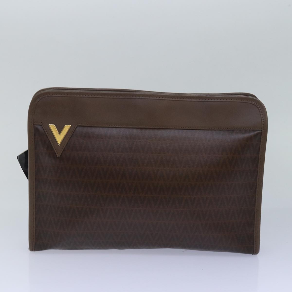 VALENTINO Clutch Bag Leather 3Set Black Brown Auth 76726