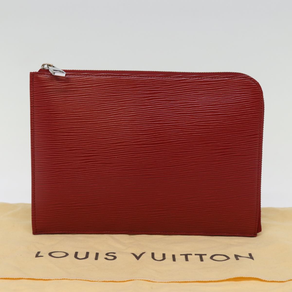LOUIS VUITTON Epi Pochette Jules PM Clutch Bag Red Car Mine LV Auth 76821V