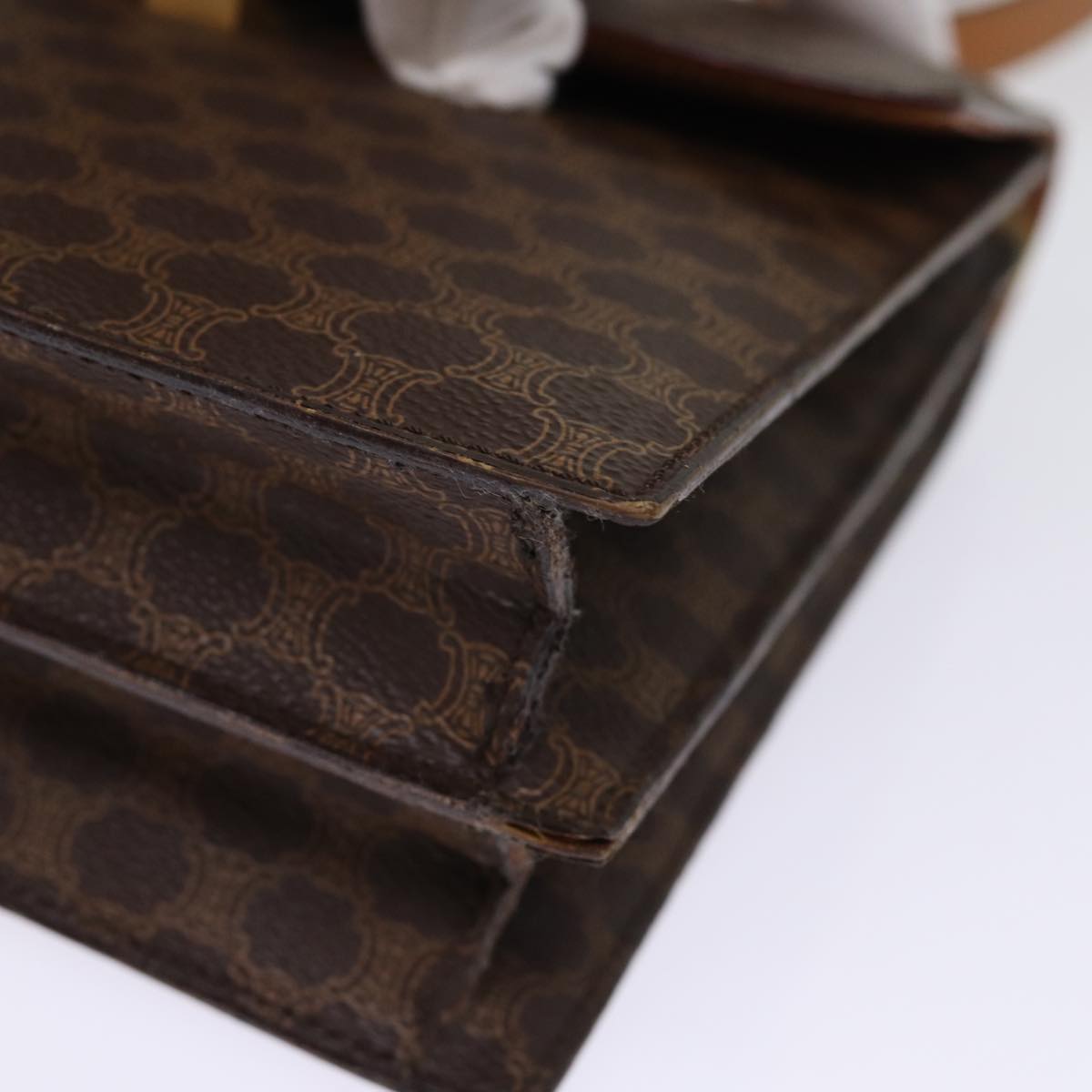 CELINE Macadam Canvas Shoulder Bag PVC Leather Brown Auth 77199