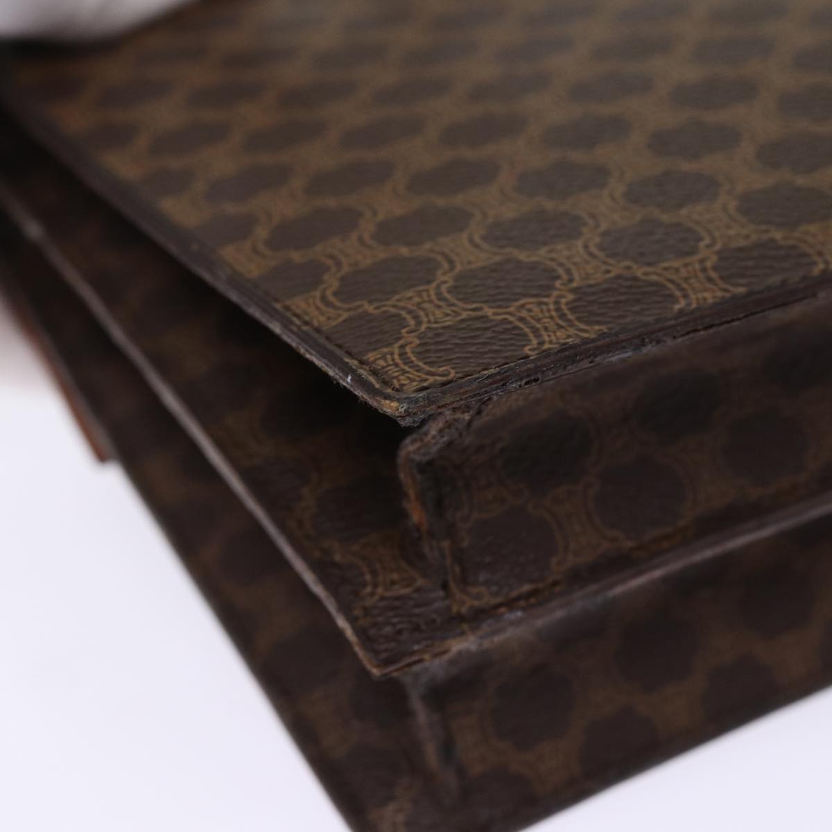 CELINE Macadam Canvas Shoulder Bag PVC Leather Brown Auth 77199