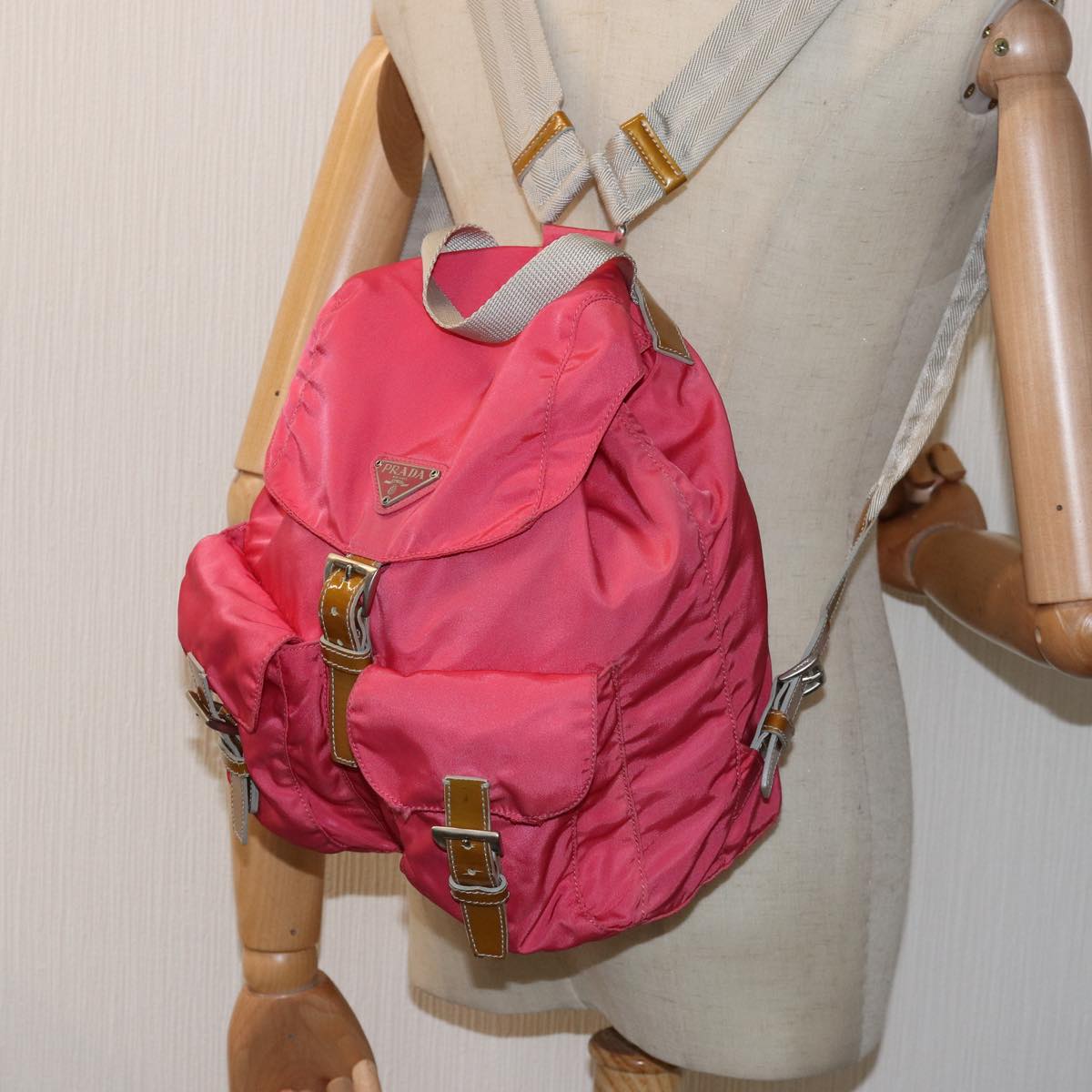 PRADA Backpack Nylon Pink Auth 77236