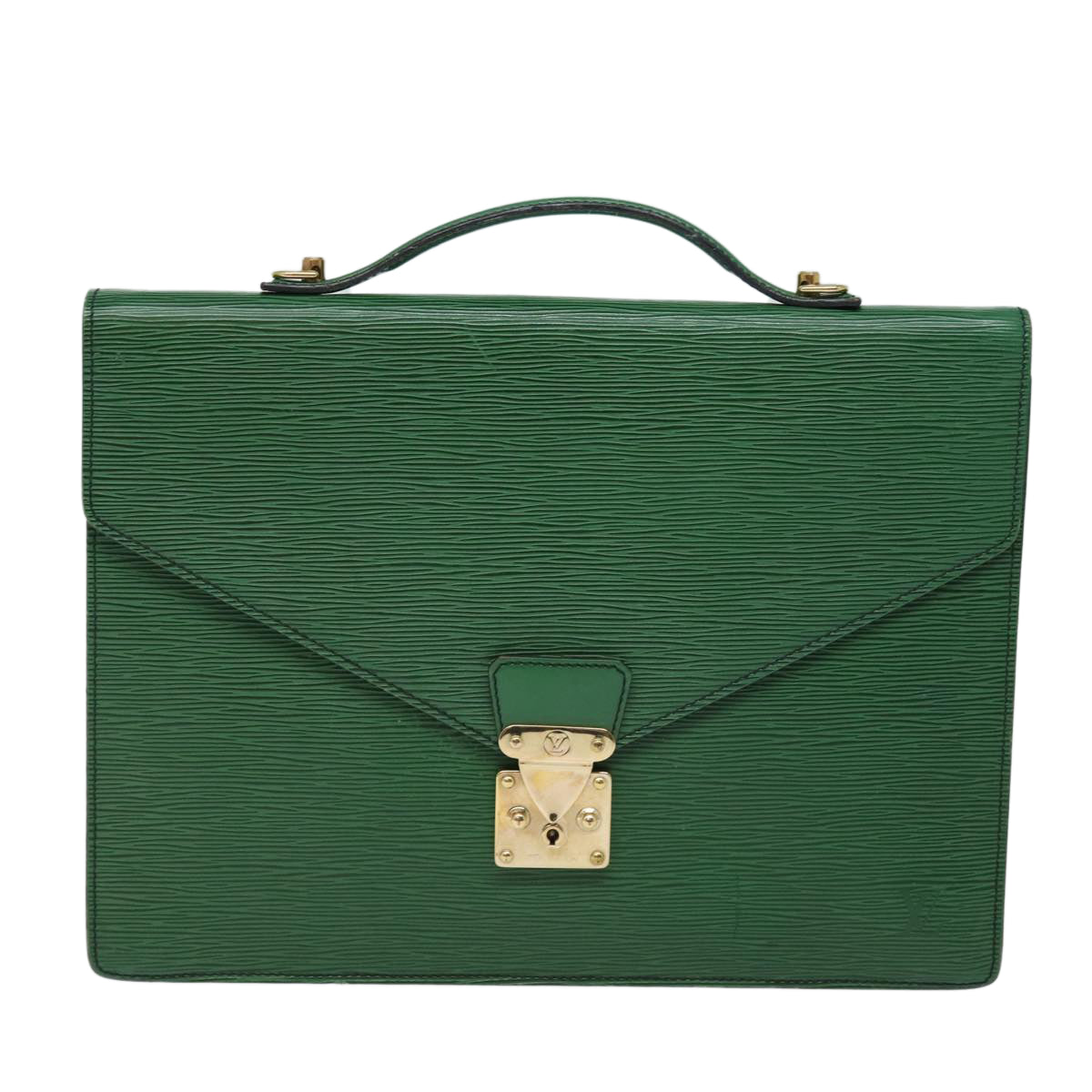 LOUIS VUITTON Epi Porte Documents Bandouliere Briefcase Green M54464 Auth 77249