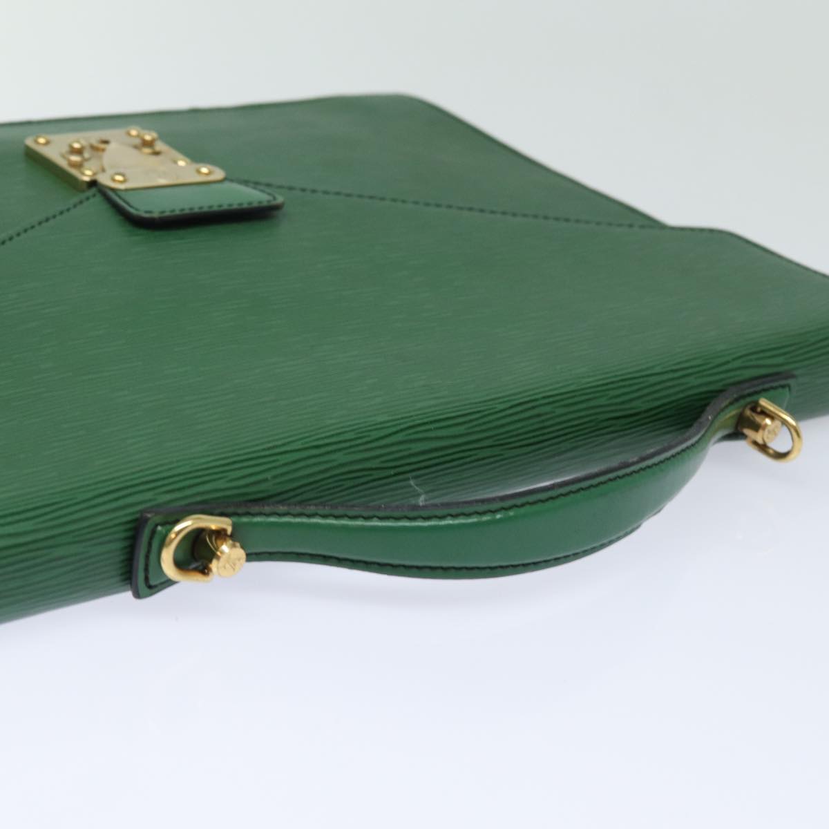 LOUIS VUITTON Epi Porte Documents Bandouliere Briefcase Green M54464 Auth 77249