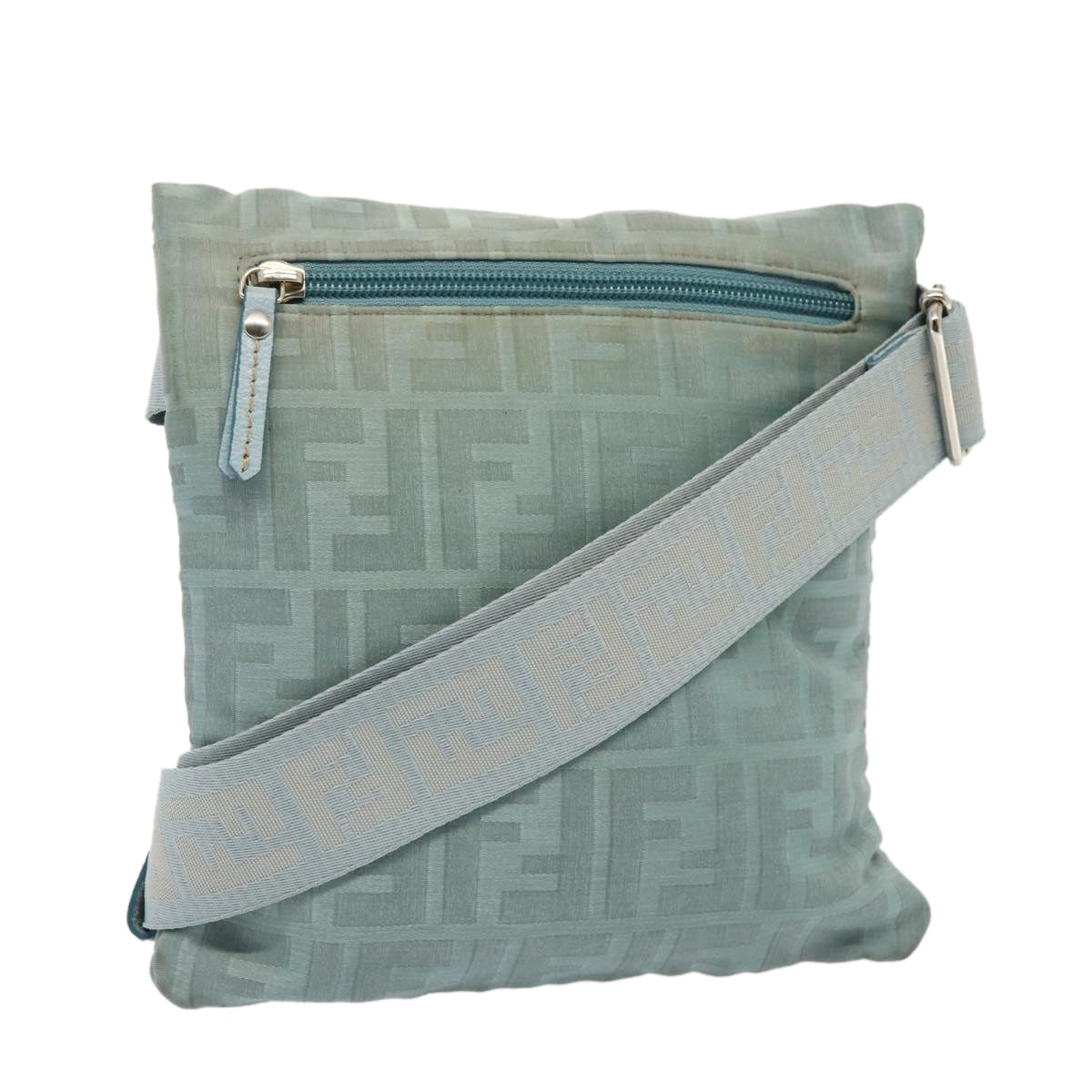 FENDI Zucca Canvas Waist bag Light Blue Auth 77335