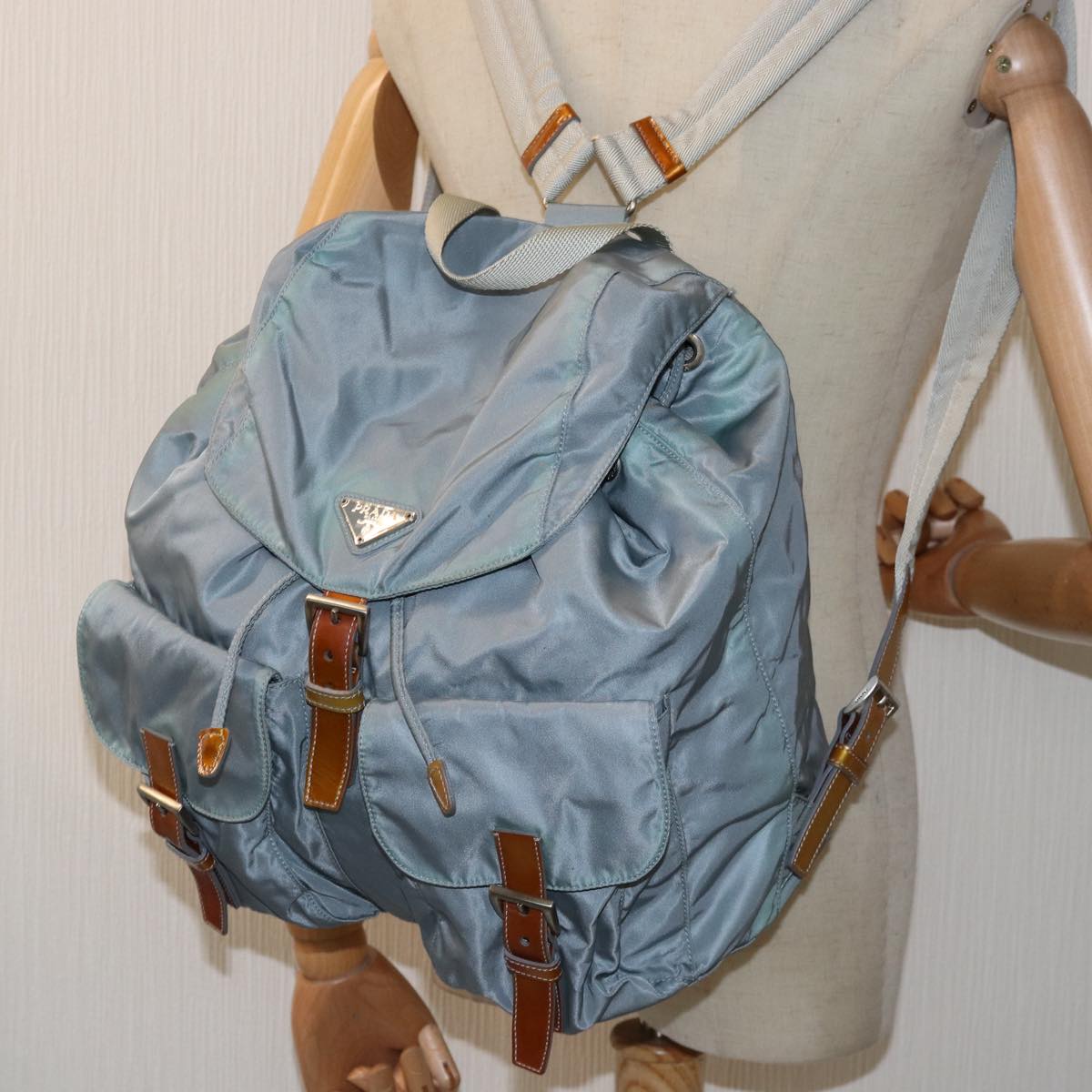 PRADA Backpack Nylon Blue Auth 77354