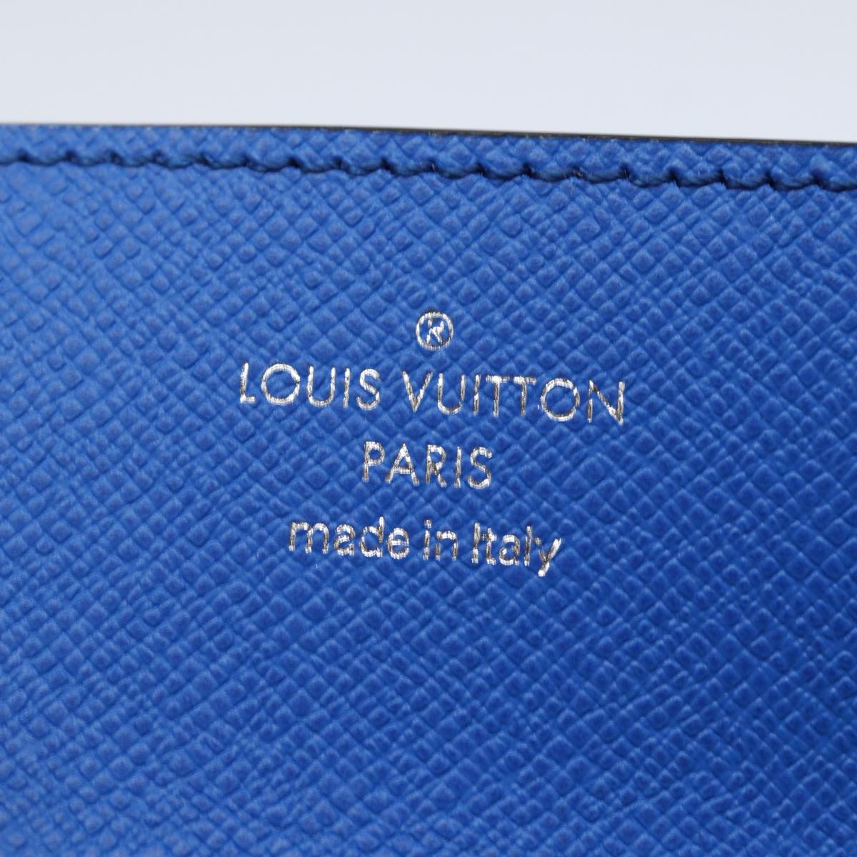 LOUIS VUITTON Monogram Pockets On Strap Card Case Blue M83154 LV Auth 77437SA