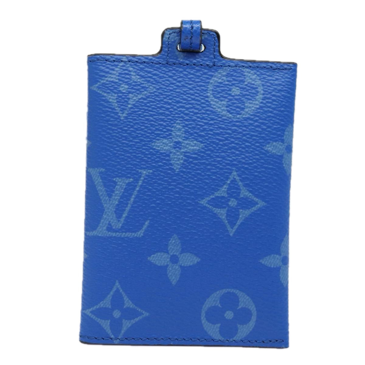 LOUIS VUITTON Monogram Pockets On Strap Card Case Blue M83154 LV Auth 77437SA