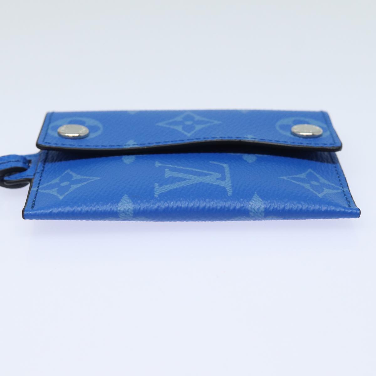 LOUIS VUITTON Monogram Pockets On Strap Card Case Blue M83154 LV Auth 77437SA