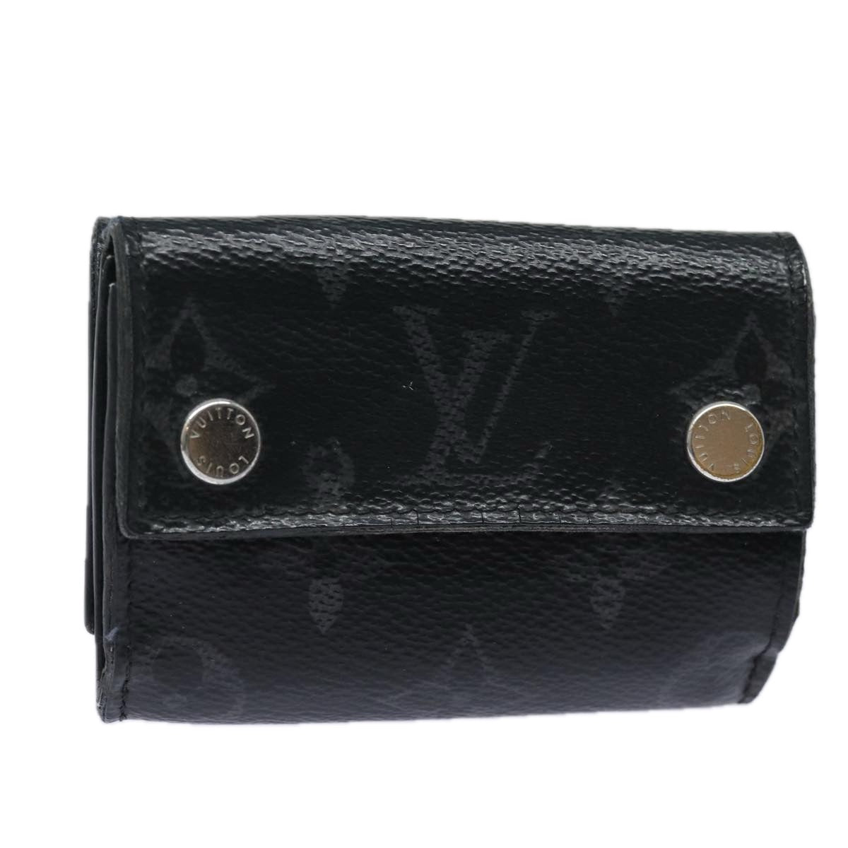 LOUIS VUITTON Monogram Eclipse Discovery Compact Wallet M67630 LV Auth 77441