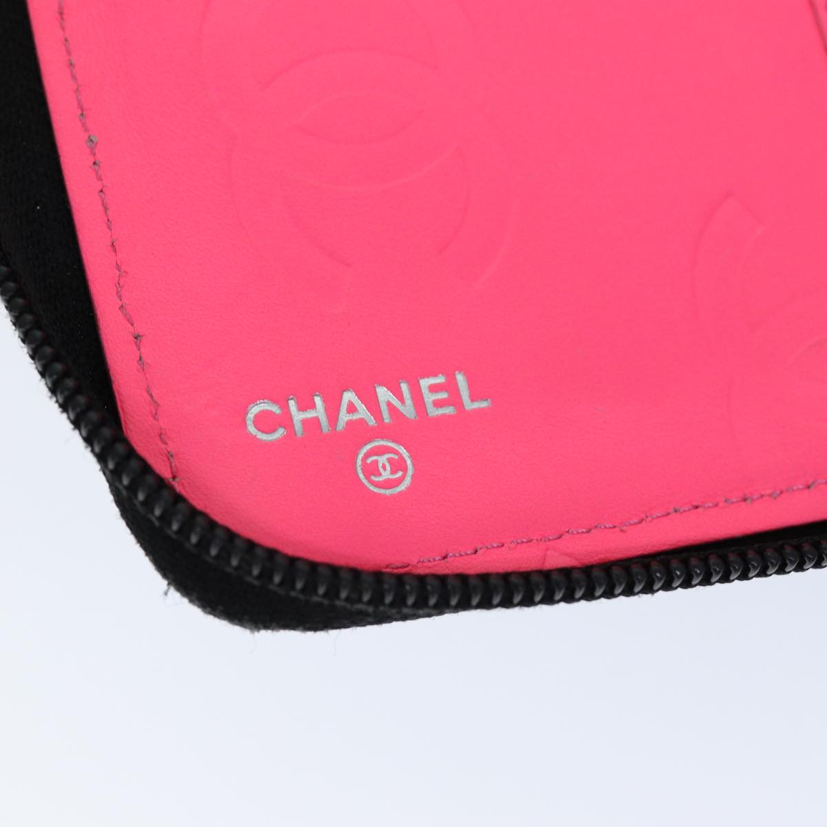 CHANEL Cambon Line Long Wallet Leather Black CC Auth 77444