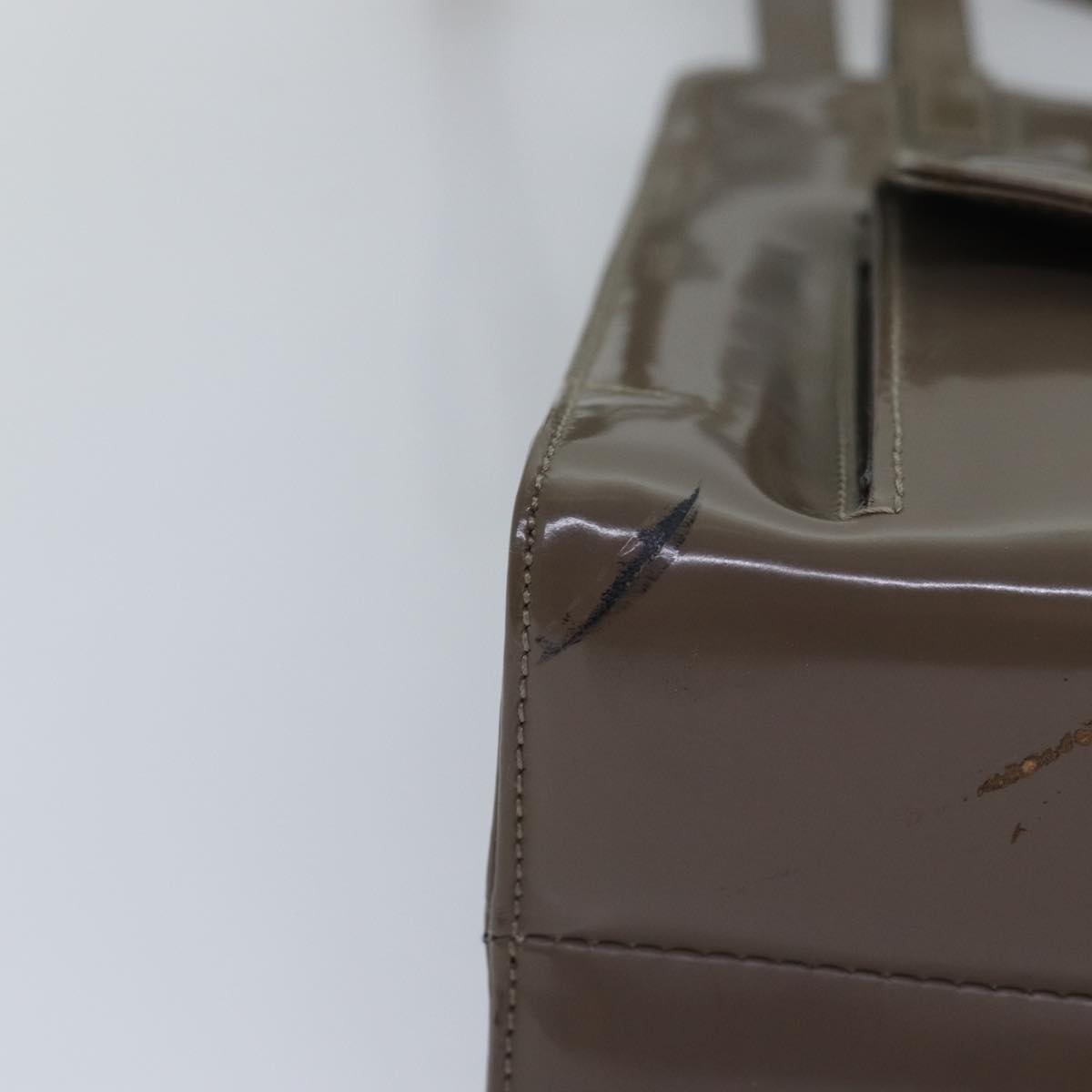 Salvatore Ferragamo Gancini Hand Bag Enamel 2way Gray Auth 77671