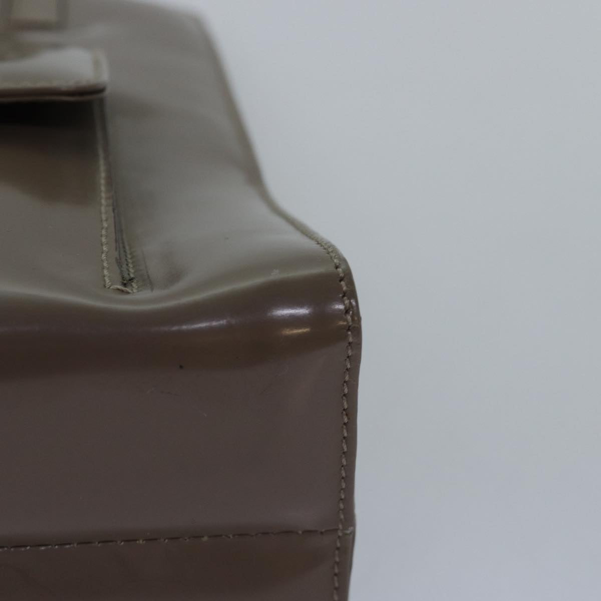 Salvatore Ferragamo Gancini Hand Bag Enamel 2way Gray Auth 77671