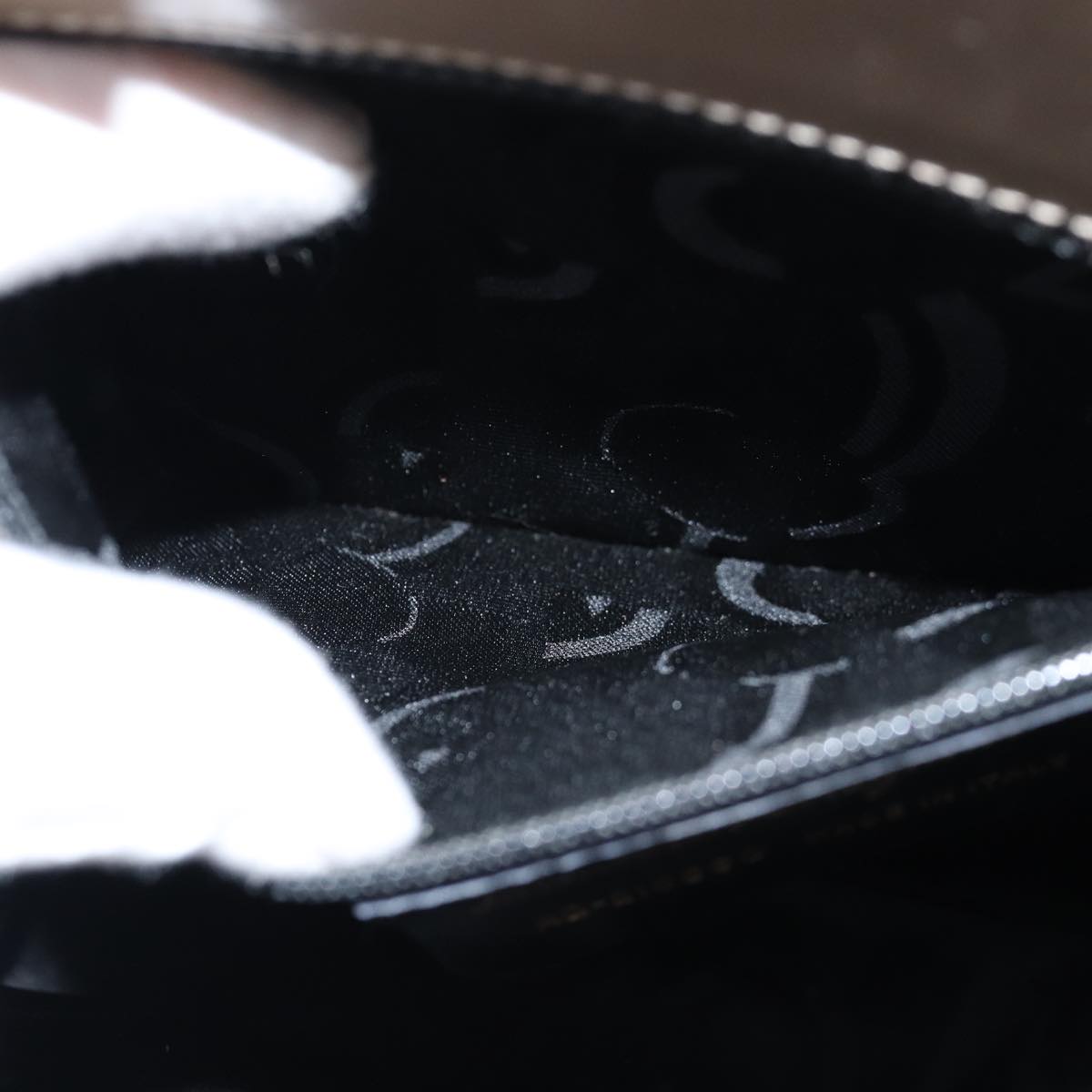 Salvatore Ferragamo Gancini Hand Bag Enamel 2way Gray Auth 77671