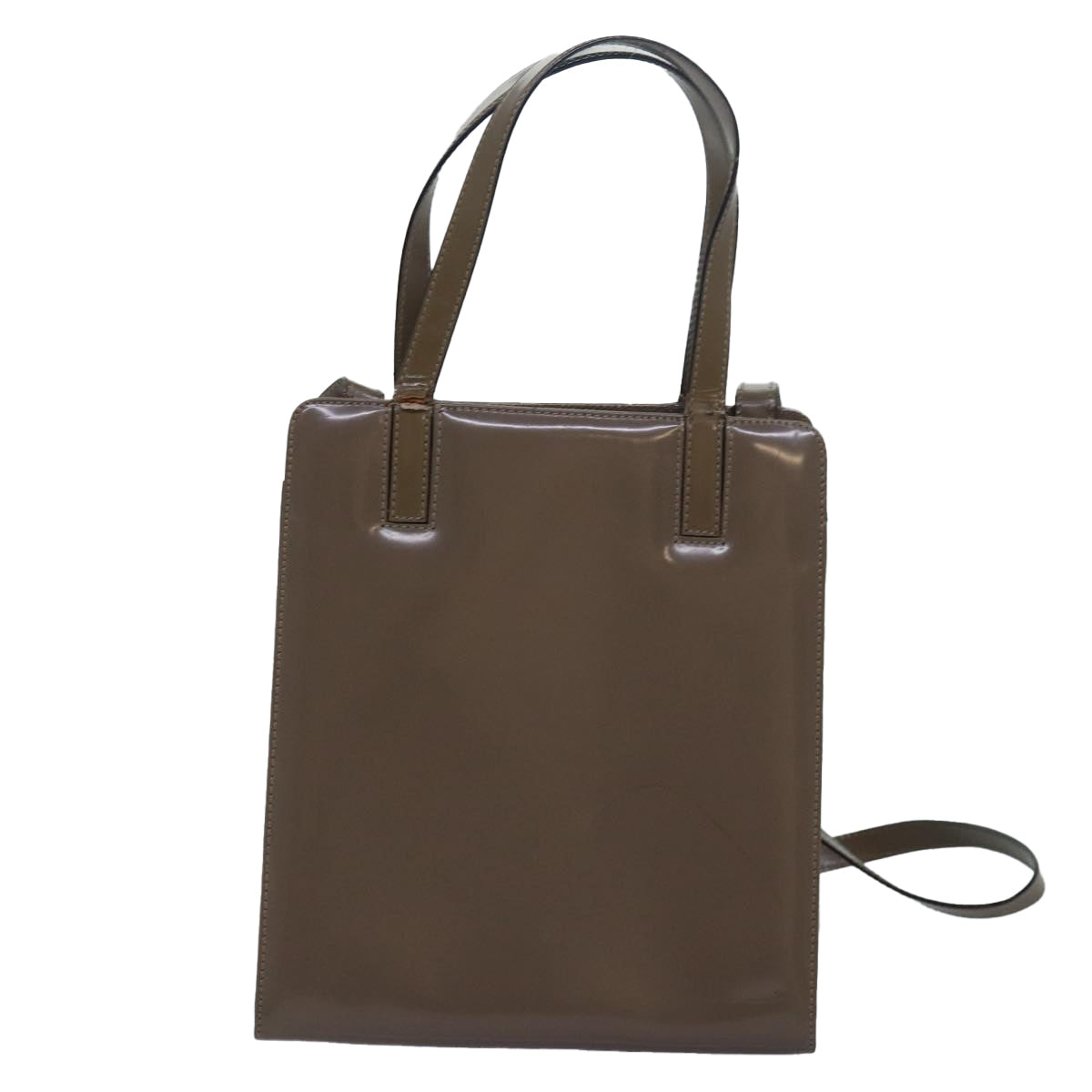 Salvatore Ferragamo Gancini Hand Bag Enamel 2way Gray Auth 77671