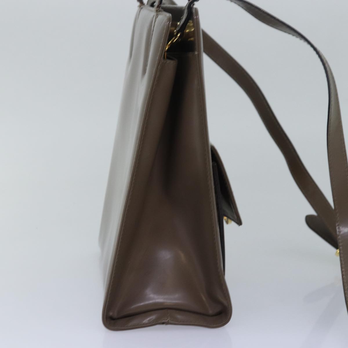 Salvatore Ferragamo Gancini Hand Bag Enamel 2way Gray Auth 77671