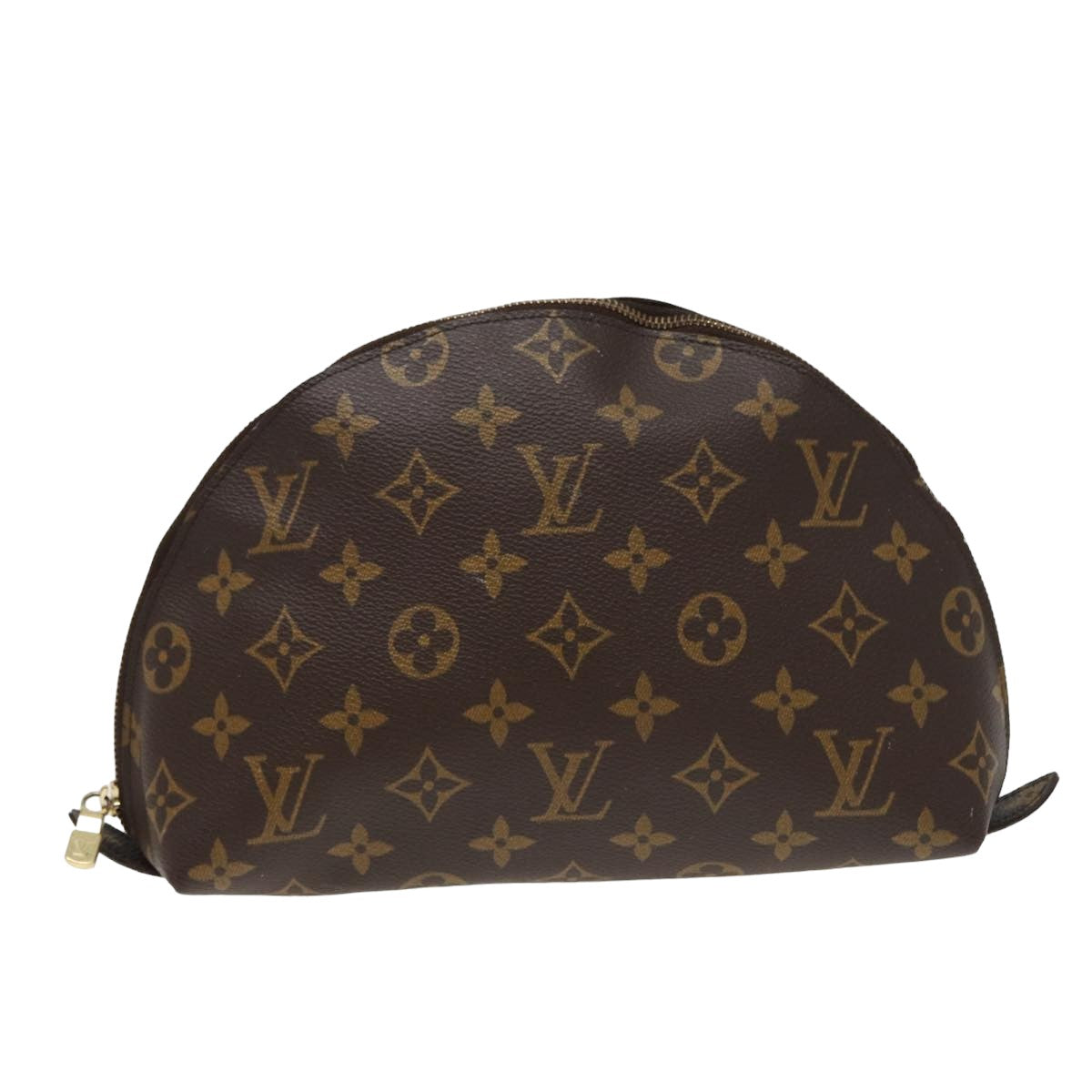 LOUIS VUITTON Monogram Trousse Demi Ronde Cosmetic Pouch M47520 LV Auth 78012