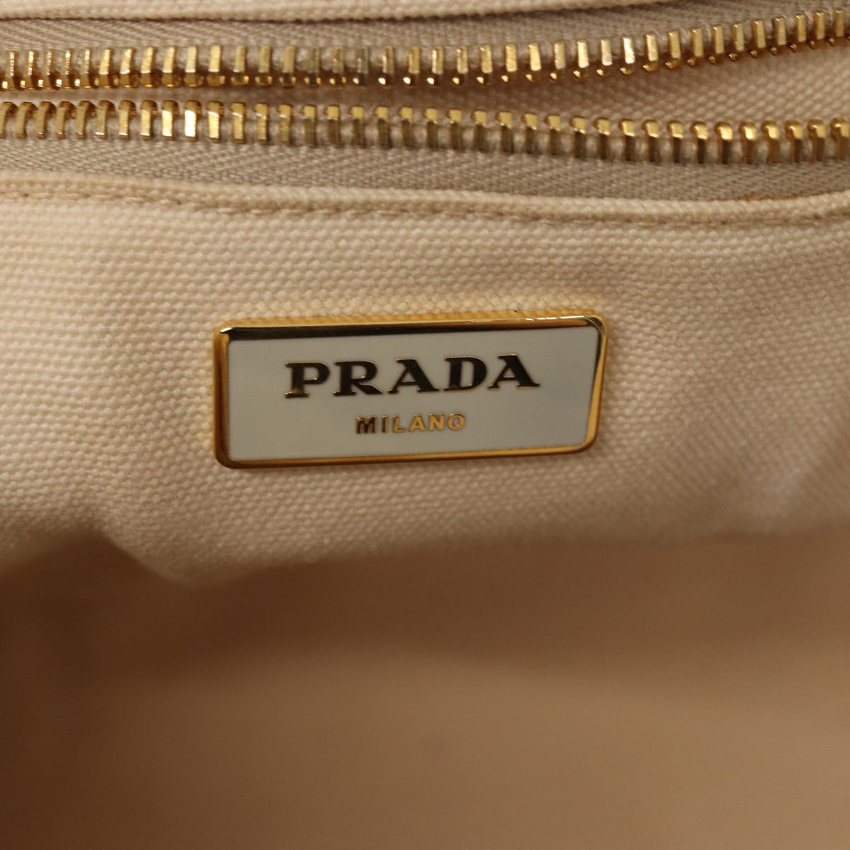 PRADA Canapa GM Hand Bag Canvas Red White gold Auth 78105