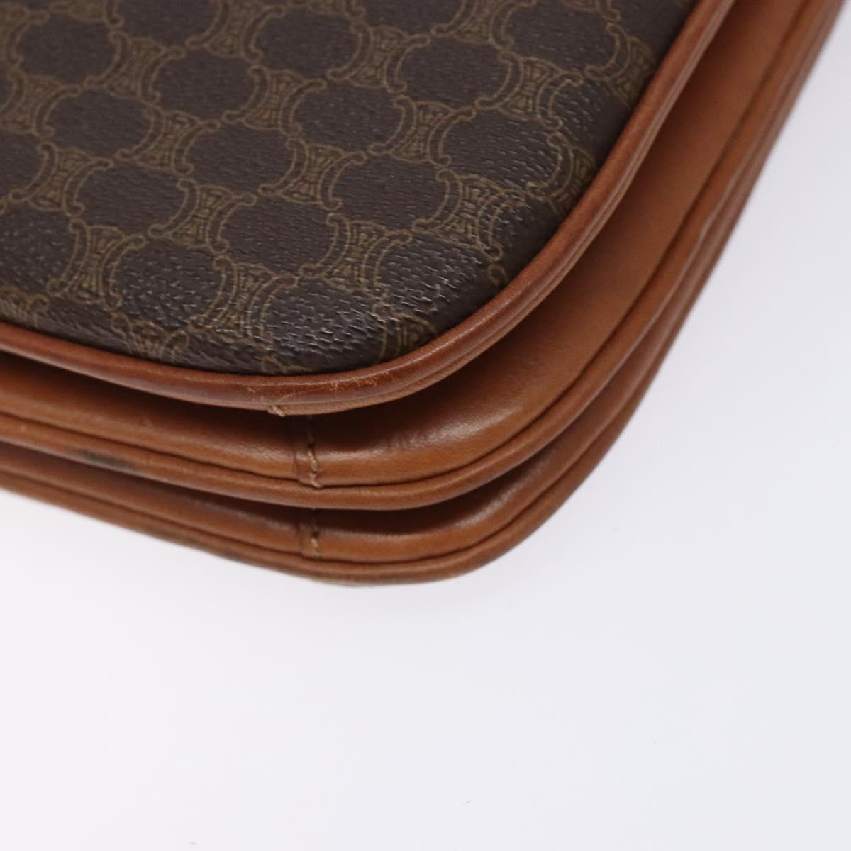 CELINE Macadam Canvas Shoulder Bag PVC Leather Brown Auth 78223