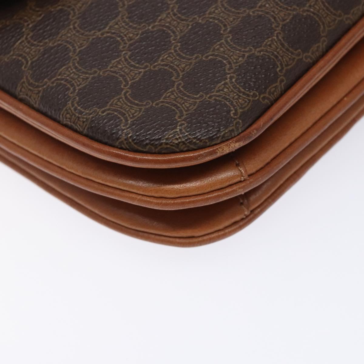 CELINE Macadam Canvas Shoulder Bag PVC Leather Brown Auth 78223