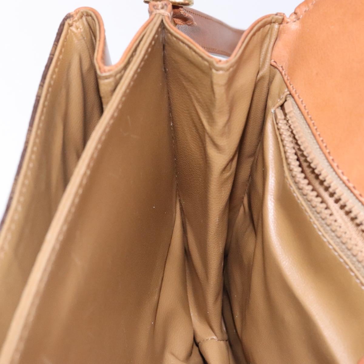 CELINE Macadam Canvas Shoulder Bag PVC Leather Brown Auth 78223