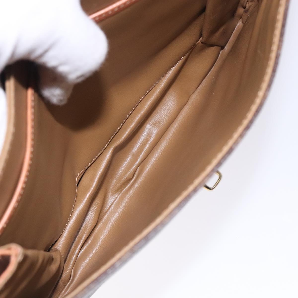 CELINE Macadam Canvas Shoulder Bag PVC Leather Brown Auth 78223