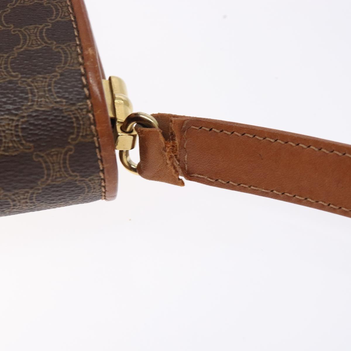 CELINE Macadam Canvas Shoulder Bag PVC Leather Brown Auth 78223