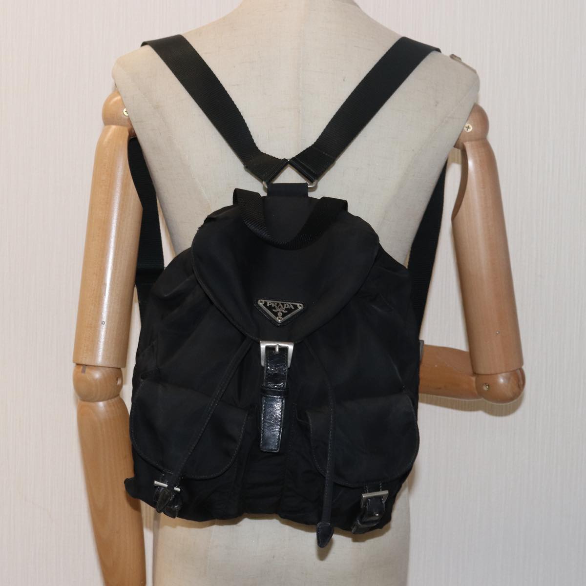 PRADA Backpack Nylon Black Auth 78254