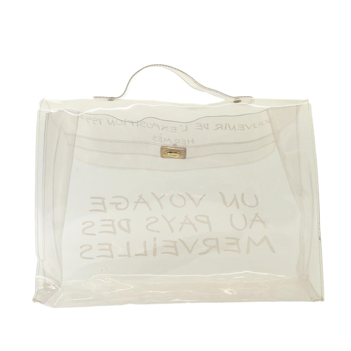 HERMES Vinyl Kelly Hand Bag Vinyl Clear Auth 78270