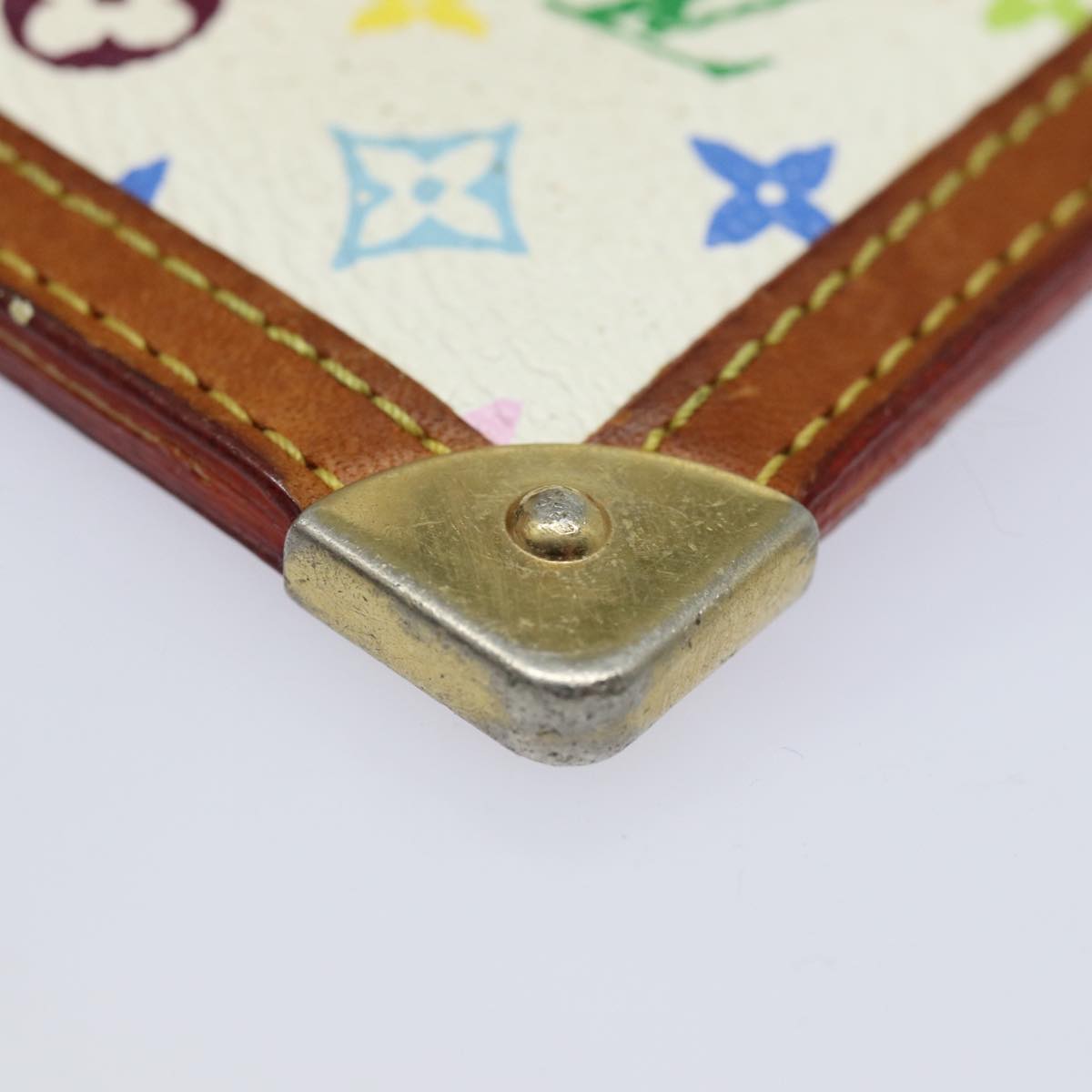 LOUIS VUITTON Monogram Multicolor Pochette Cles Purse White M92655 Auth 78350