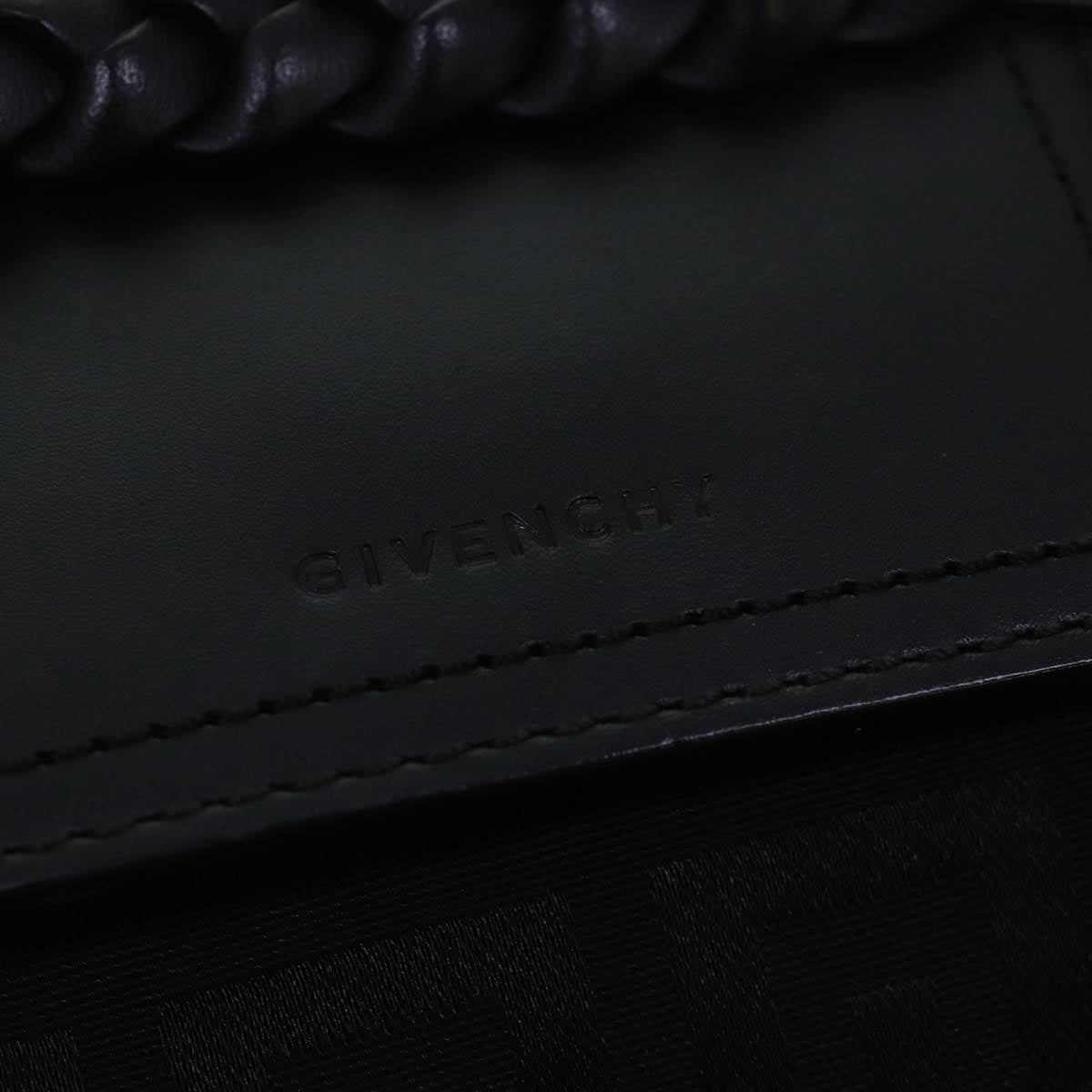 GIVENCHY Shoulder Bag Nylon Leather Black Auth 78447