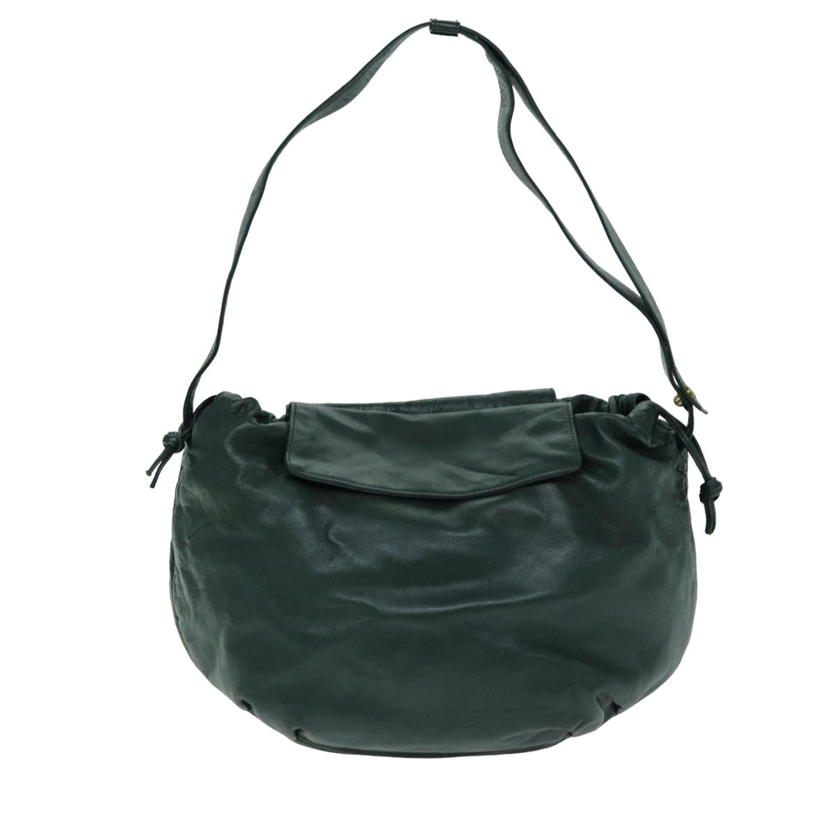 LOEWE Anagram Shoulder Bag Leather Green Auth 78461