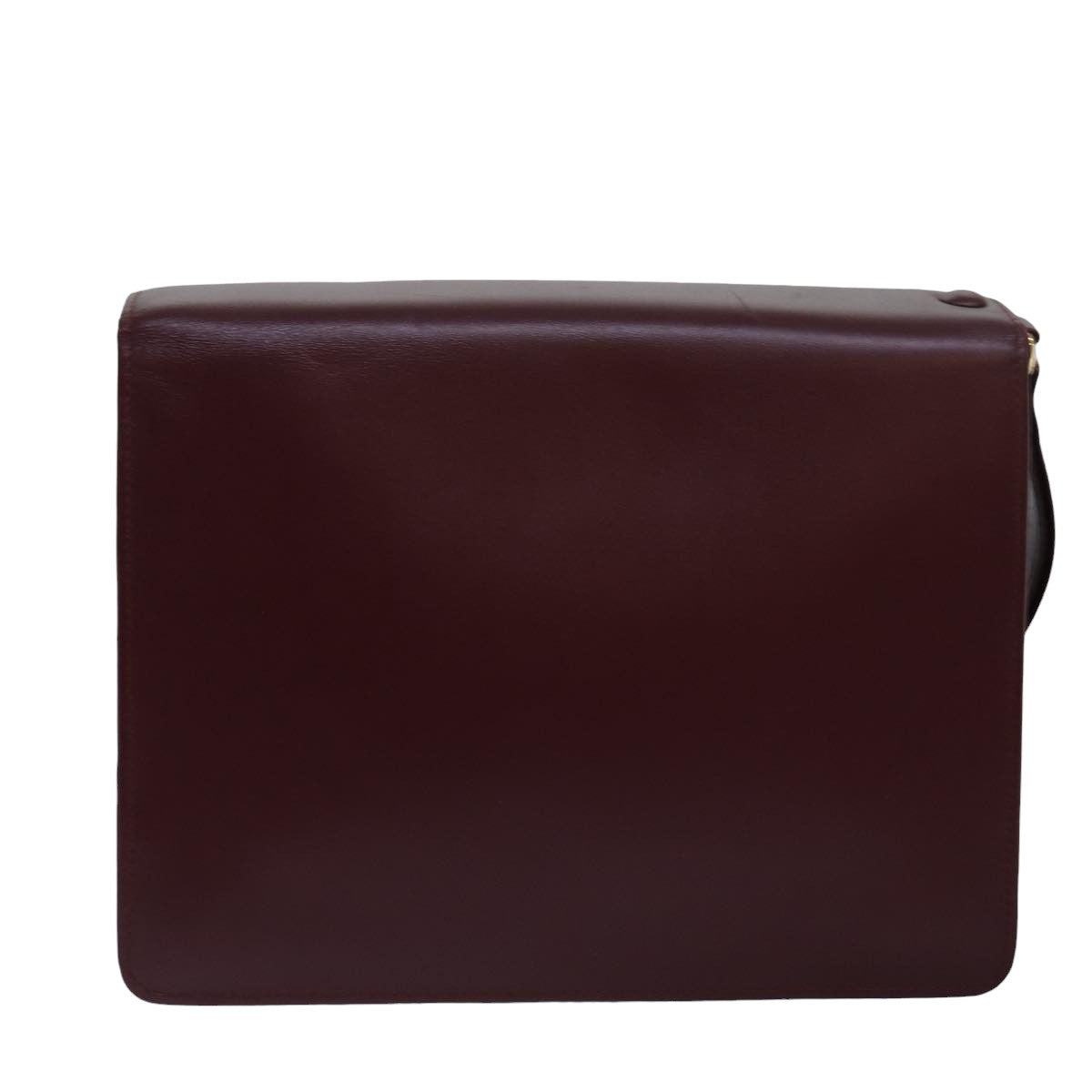 CARTIER Clutch Bag Leather Bordeaux Auth 78506