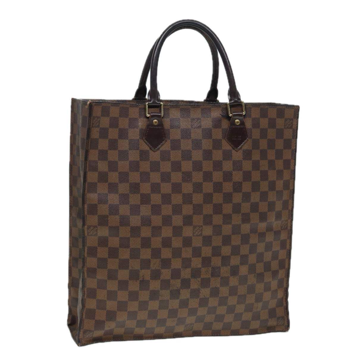 LOUIS VUITTON Damier Ebene Sac Plat Hand Bag N51140 LV Auth 78575