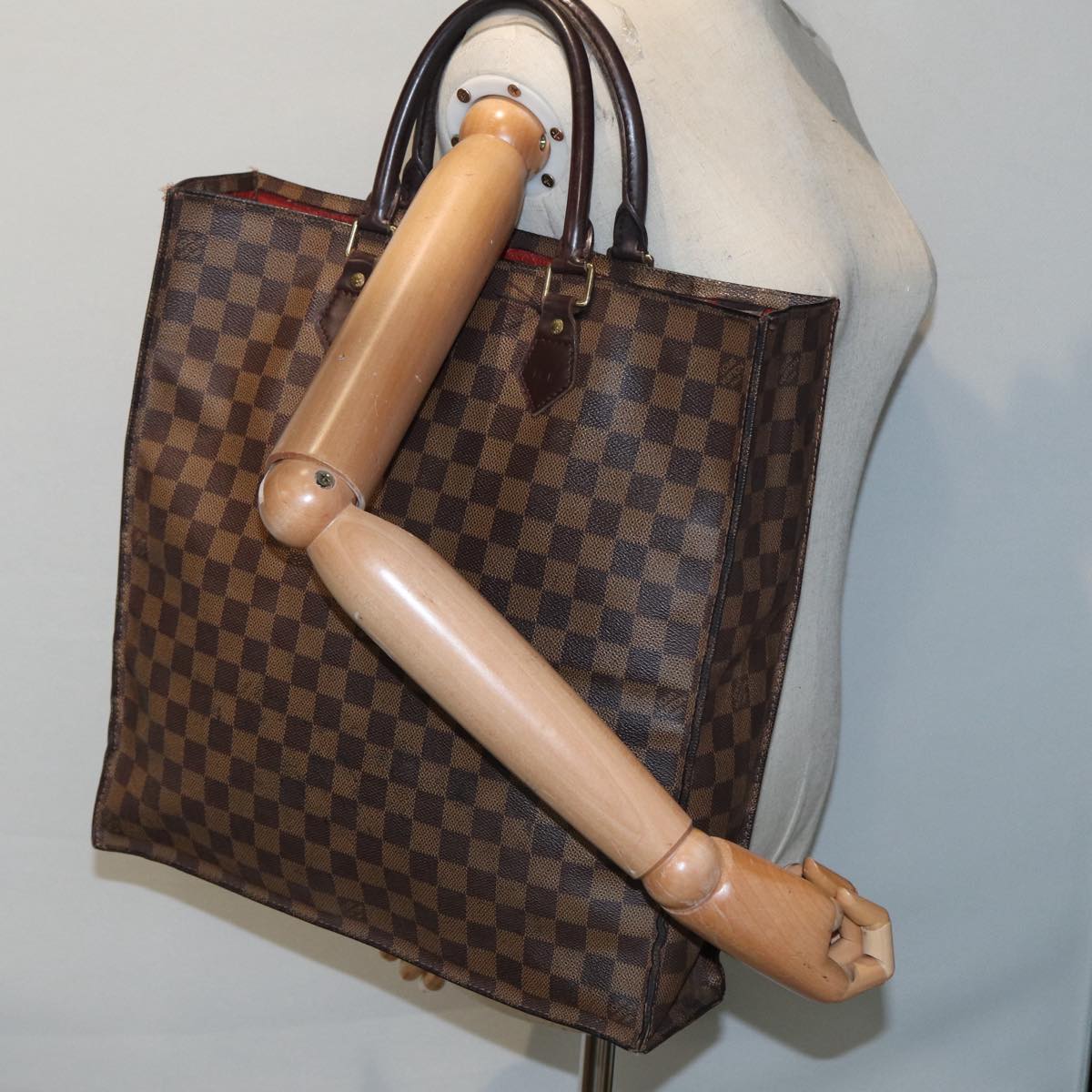 LOUIS VUITTON Damier Ebene Sac Plat Hand Bag N51140 LV Auth 78575