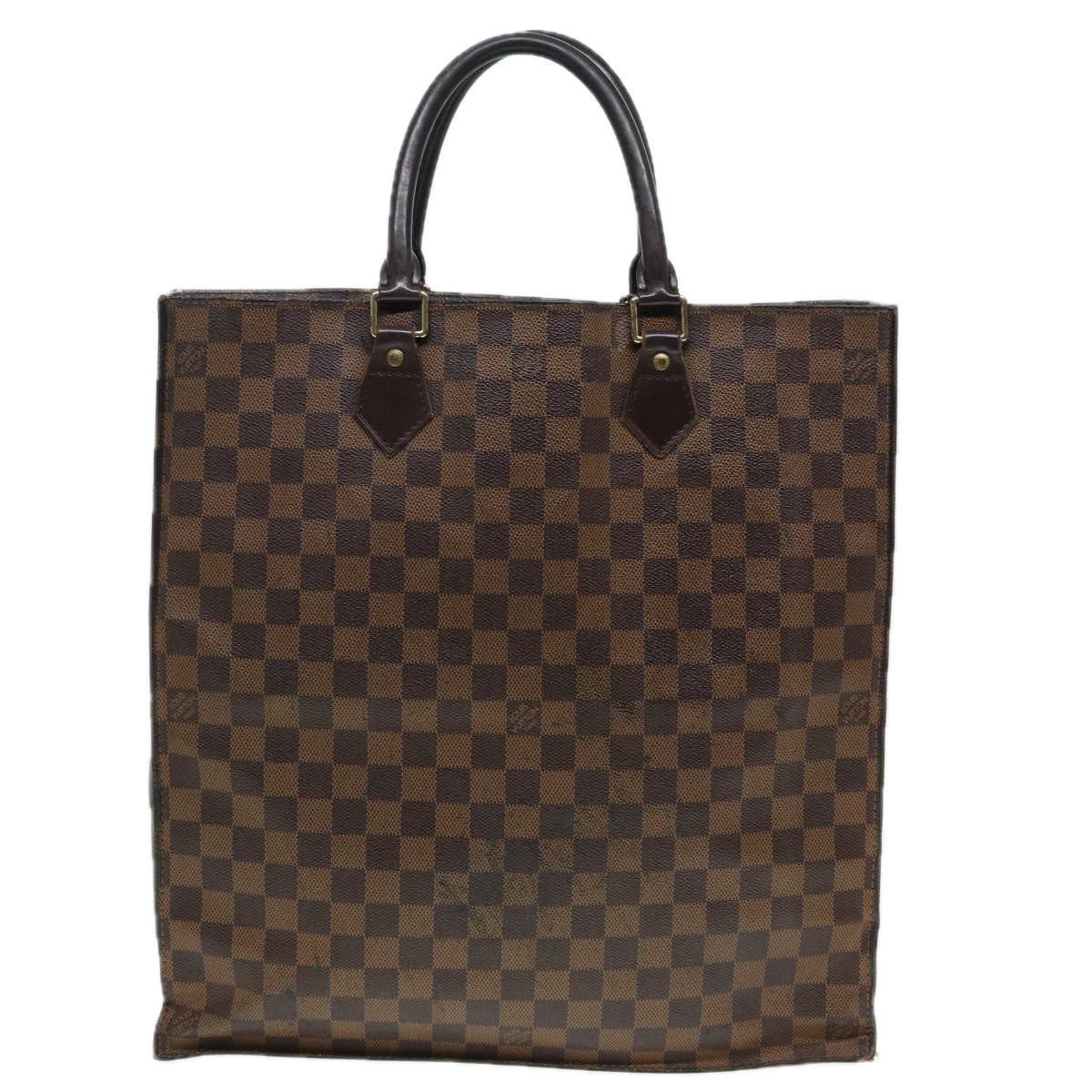 LOUIS VUITTON Damier Ebene Sac Plat Hand Bag N51140 LV Auth 78575