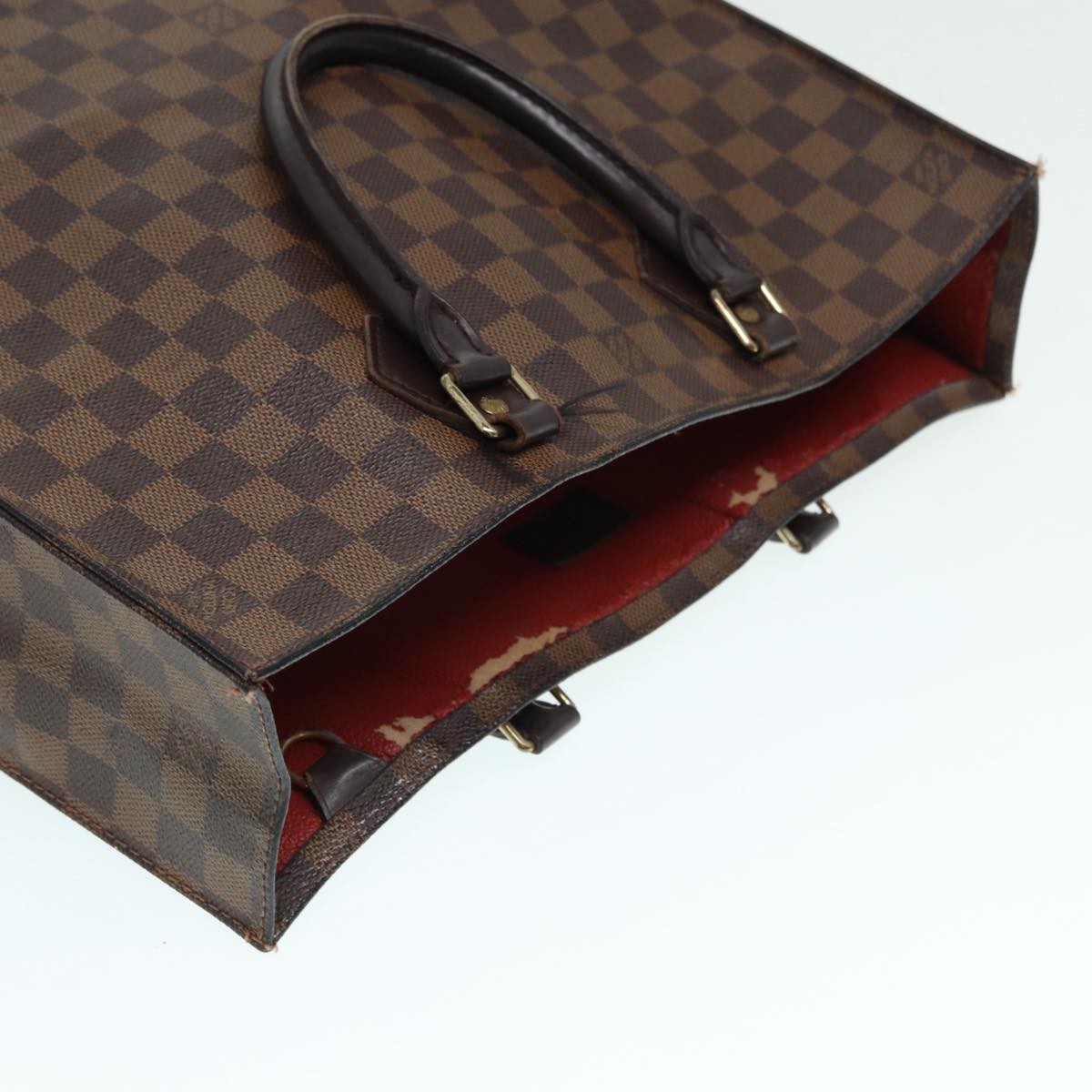 LOUIS VUITTON Damier Ebene Sac Plat Hand Bag N51140 LV Auth 78575