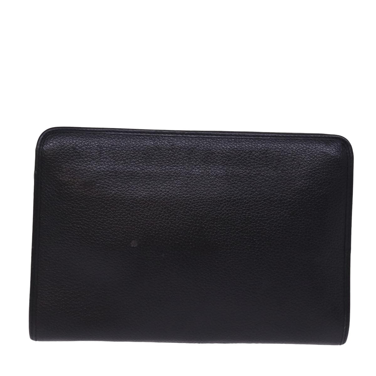 Burberrys Clutch Bag Leather Black Auth 78604