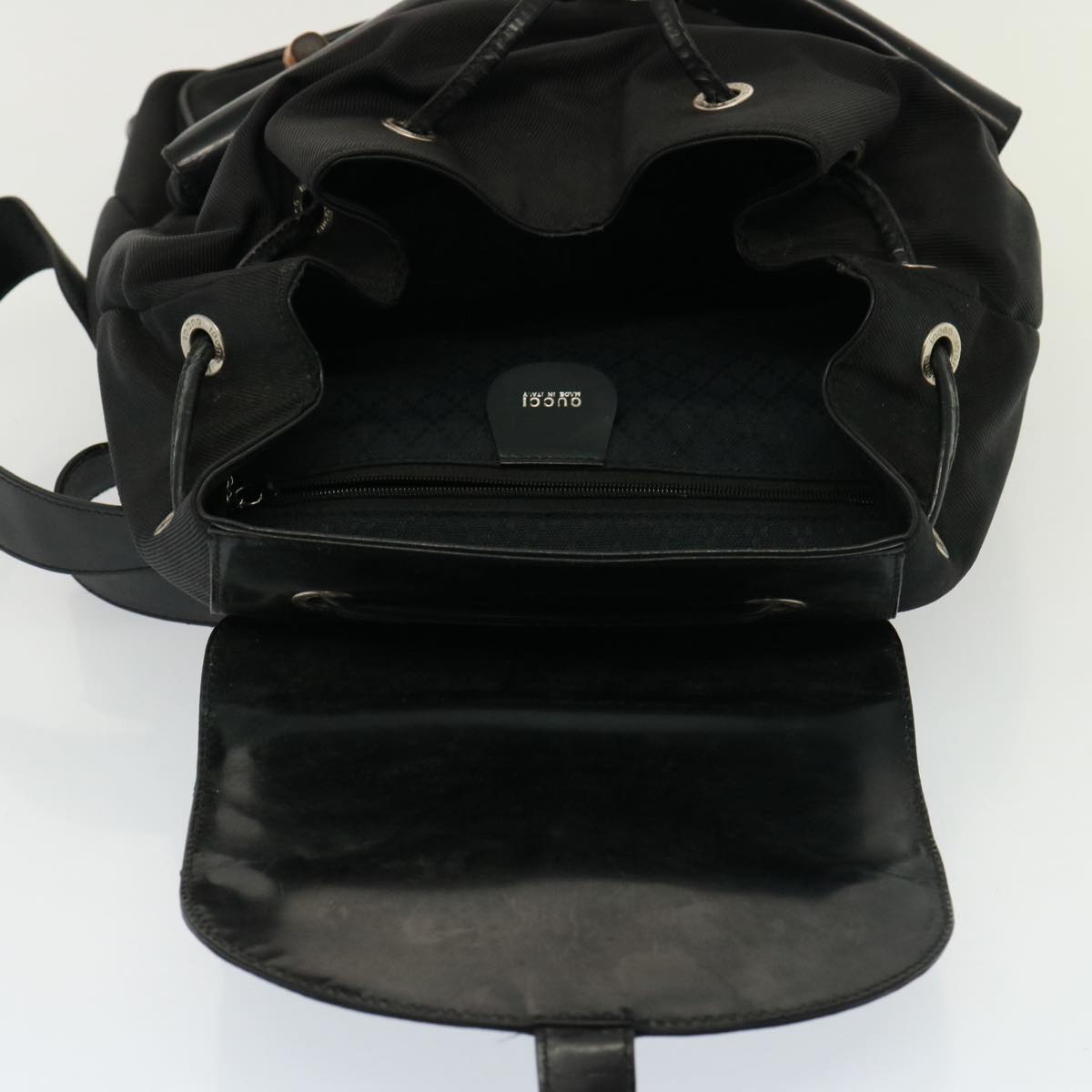 GUCCI Bamboo Backpack Nylon Black 003 2058 0016 5 Auth 78797