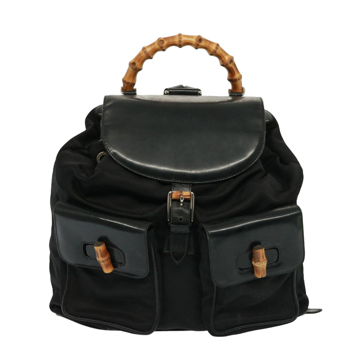 GUCCI Bamboo Backpack Nylon Black 003 2058 0016 5 Auth 78797