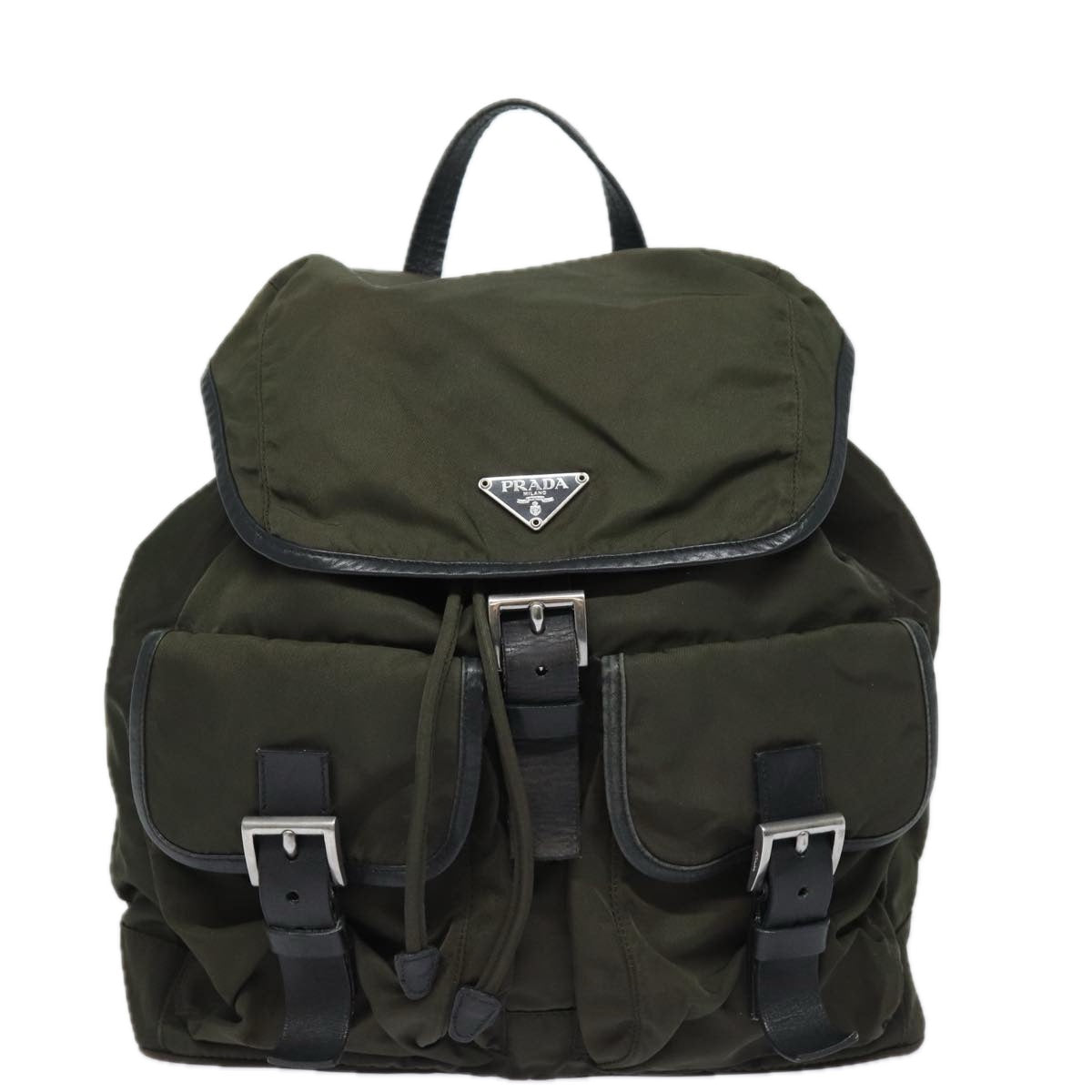 PRADA Backpack Nylon Khaki Auth 78806