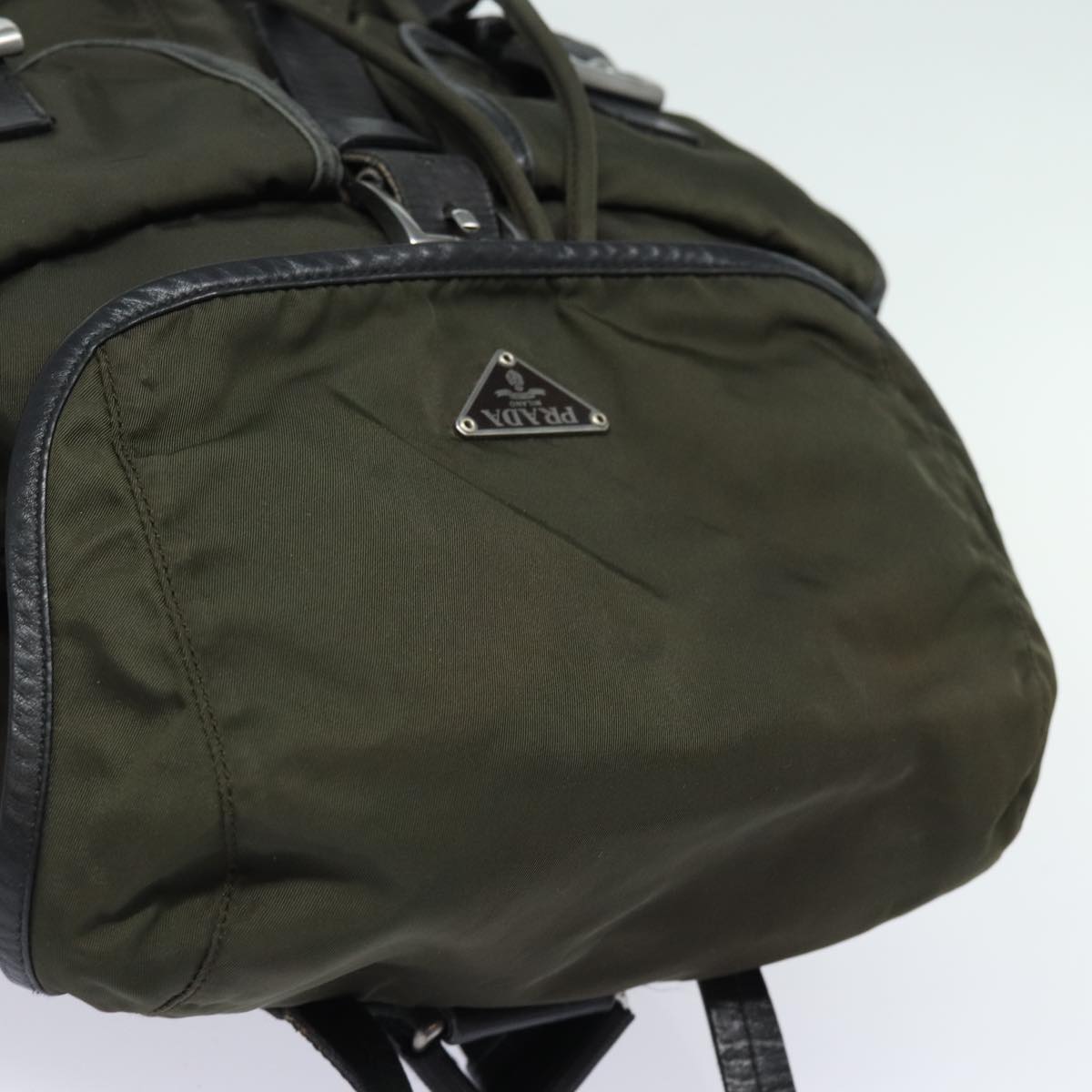 PRADA Backpack Nylon Khaki Auth 78806